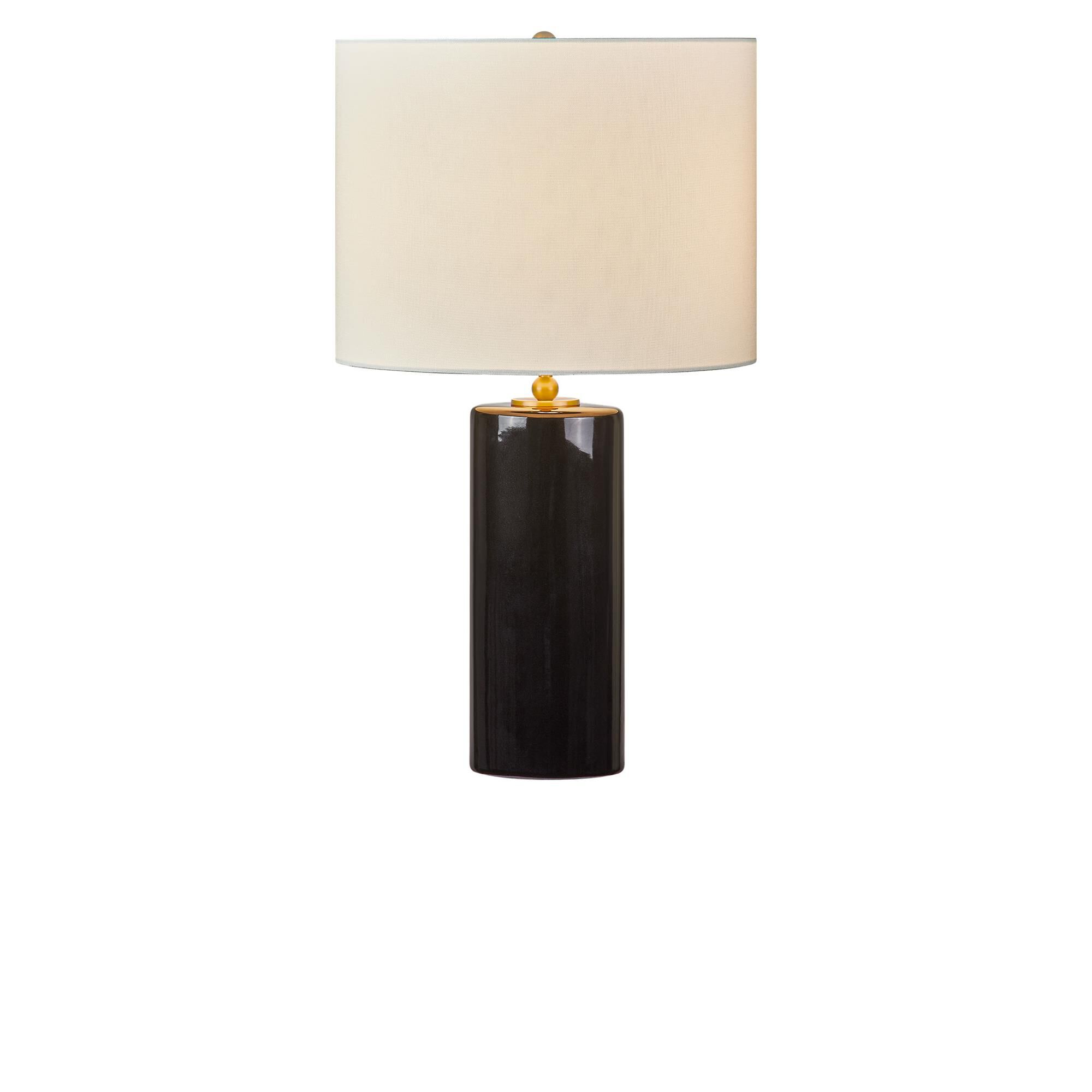 Shown in Black Ceramic finish and White Linen Fabric shade