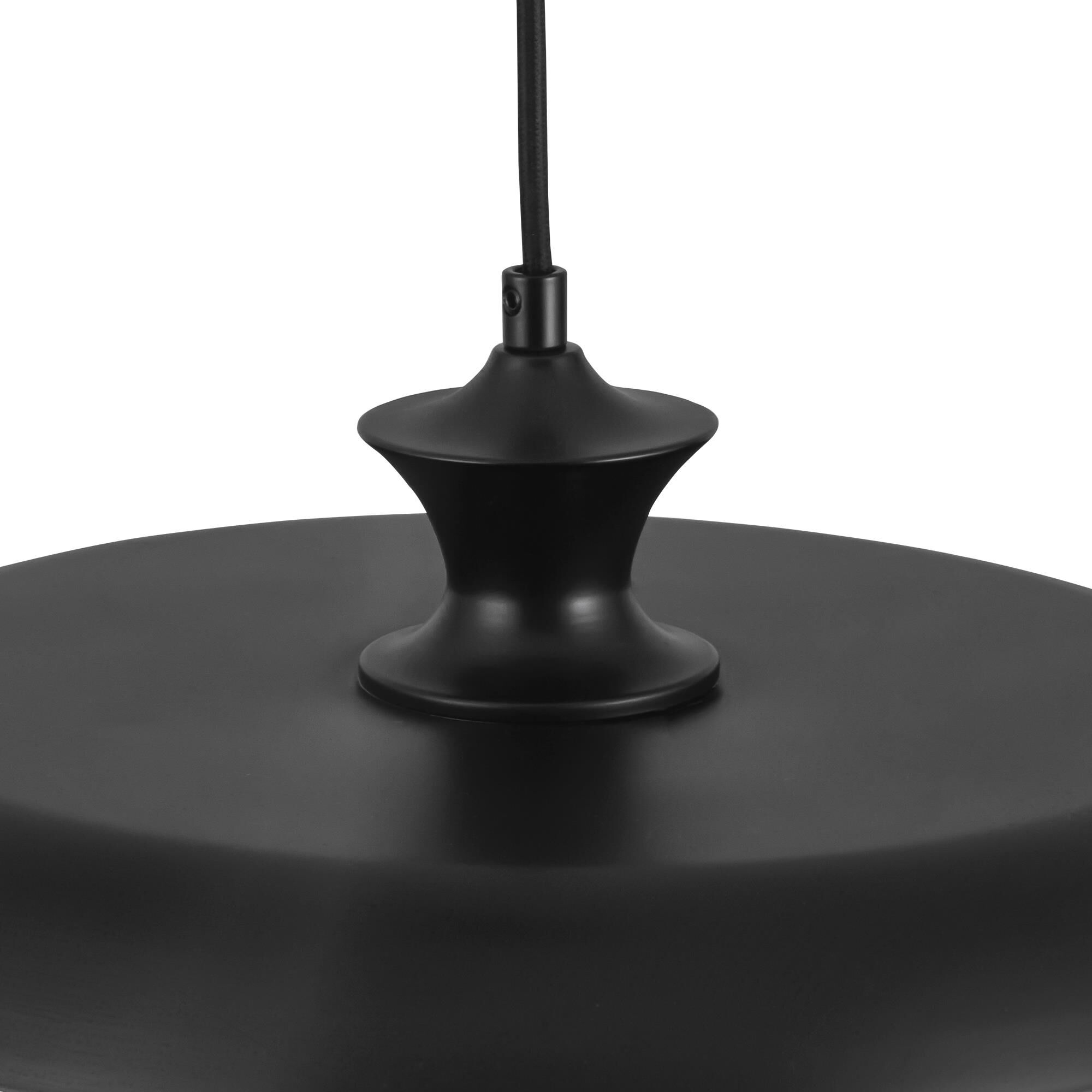 Shown in Glossy Black finish and Opal glass and Steel shade