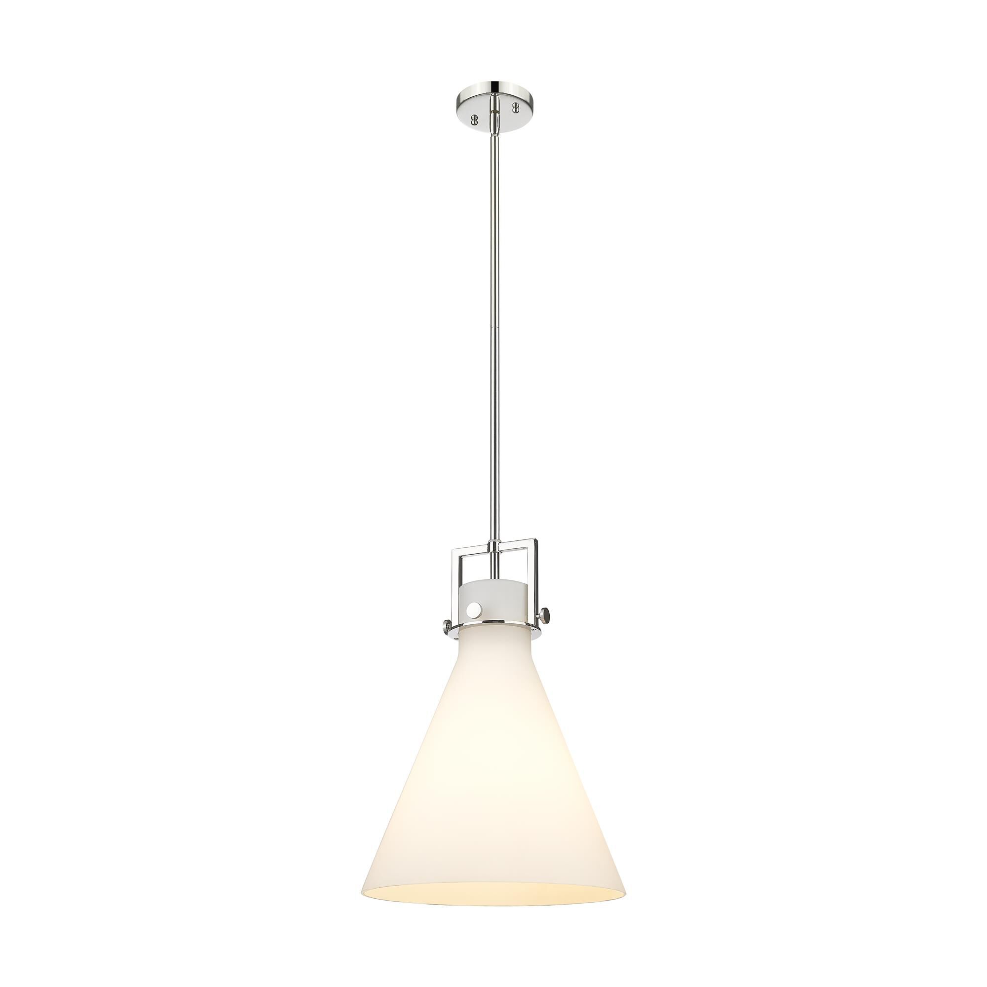 Shown in Polished Nickel finish and Matte White glass
