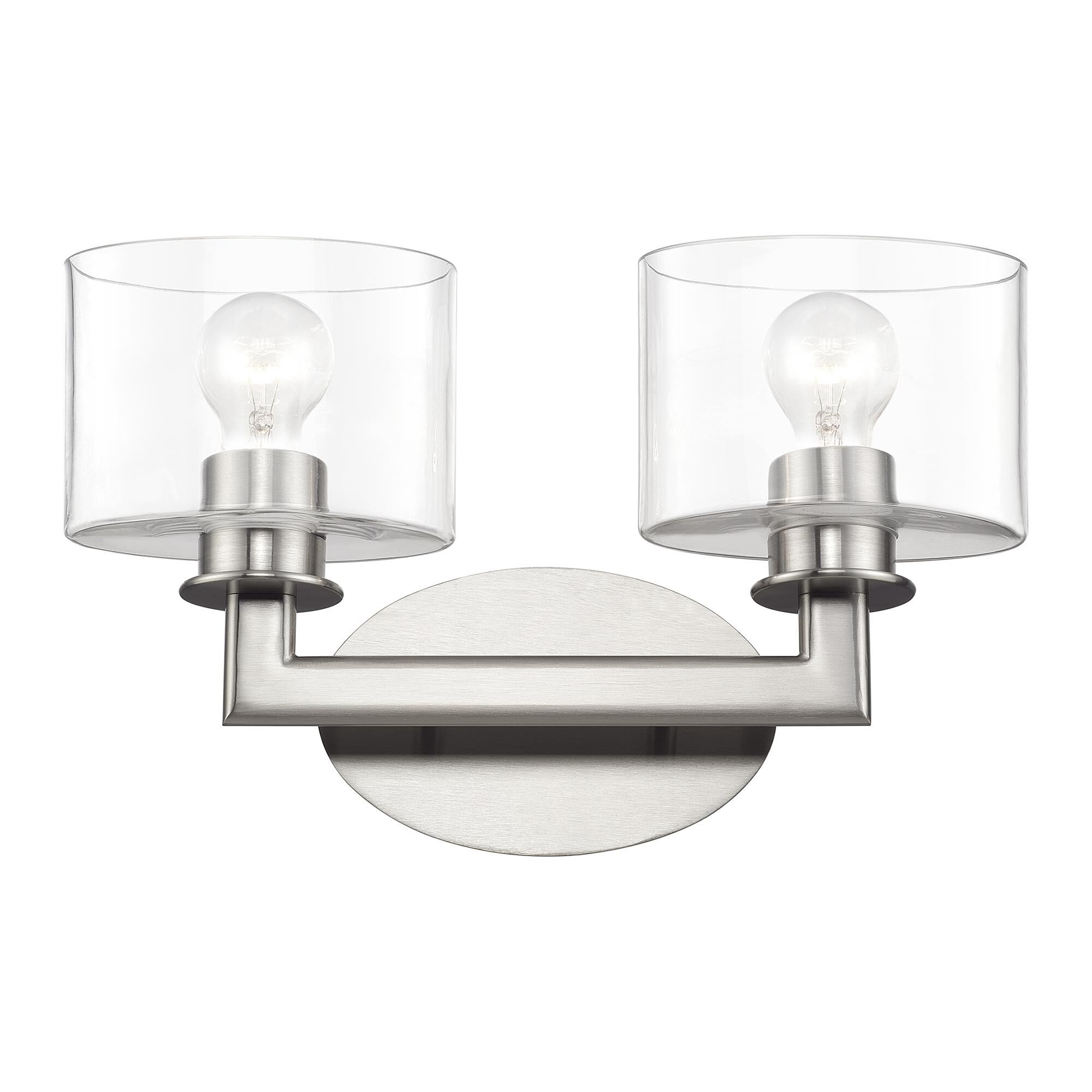 Shown in Brushed Nickel finish and Mouth Blown Clear glass