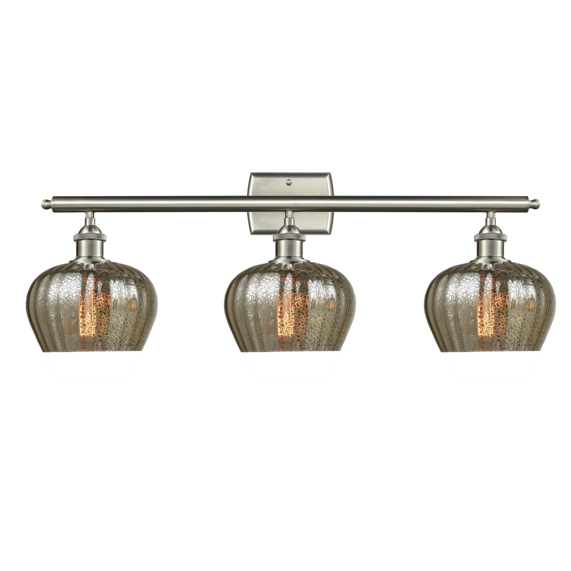 Shown in Brushed Satin Nickel finish and Mercury Fluted glass