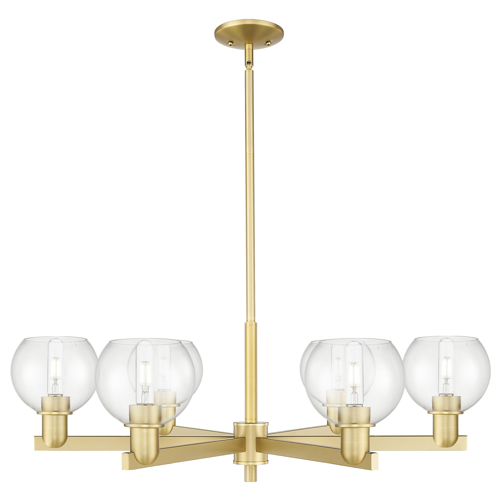 Shown in Satin Gold finish and Clear glass