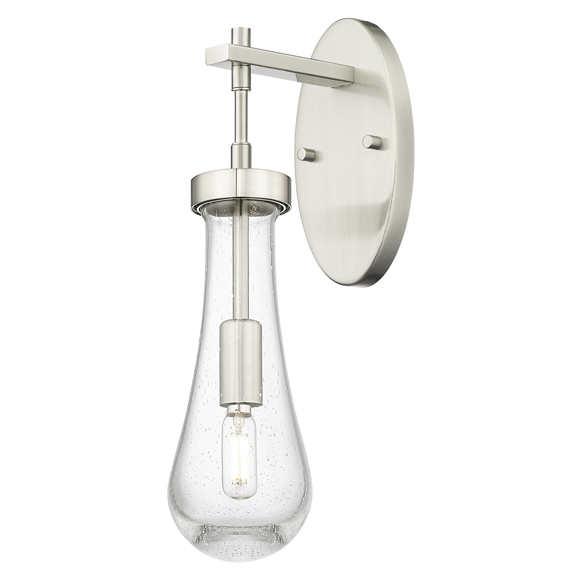 Shown in Satin Nickel finish and Seedy glass