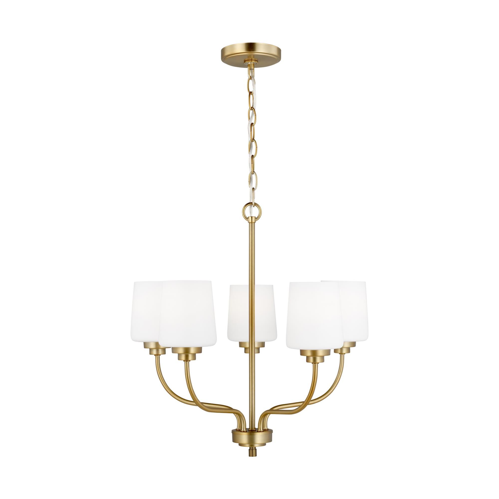 Shown in Satin Brass finish and Etched / White Inside glass and Etched / White Inside Glass s shade