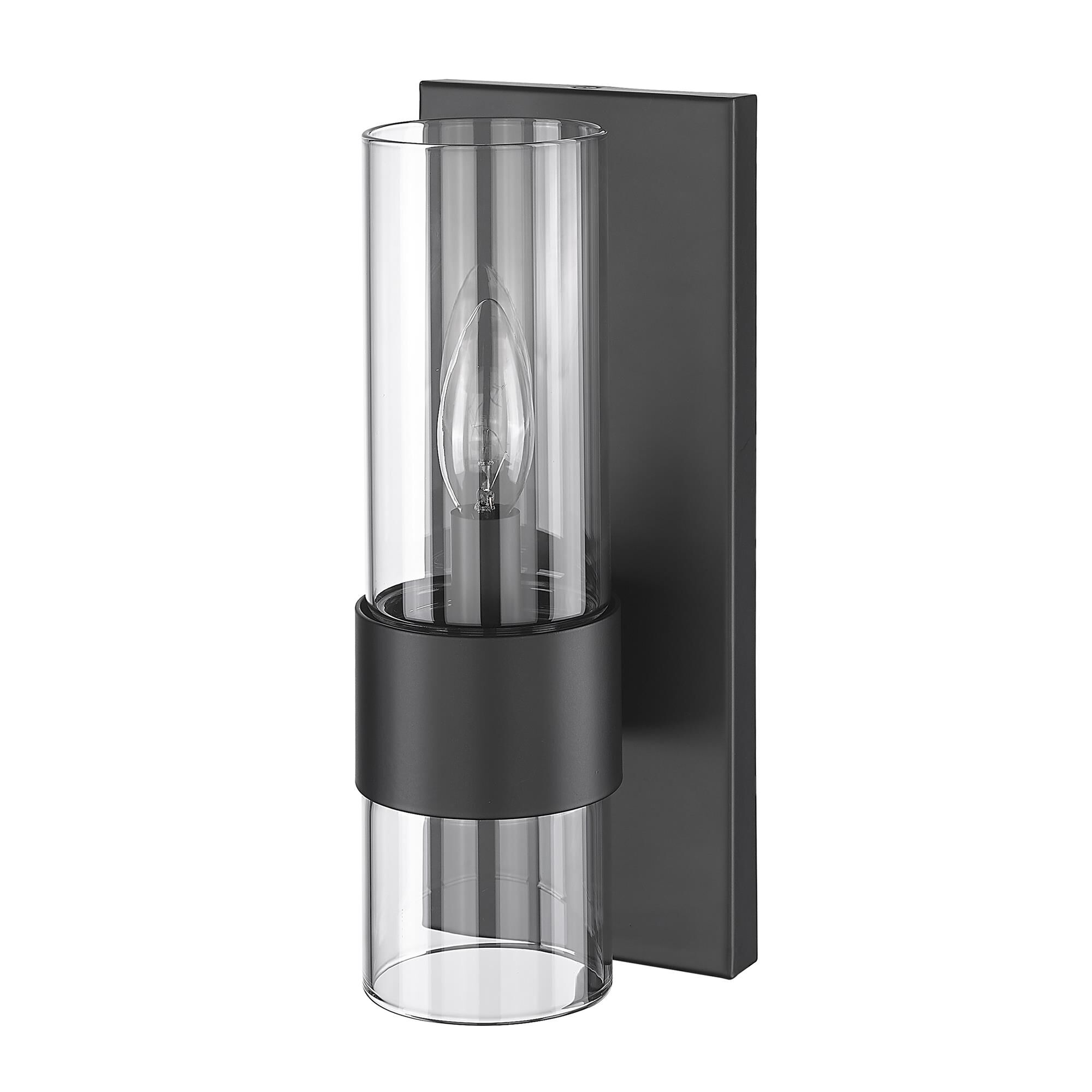 Shown in Matte Black finish and Clear glass