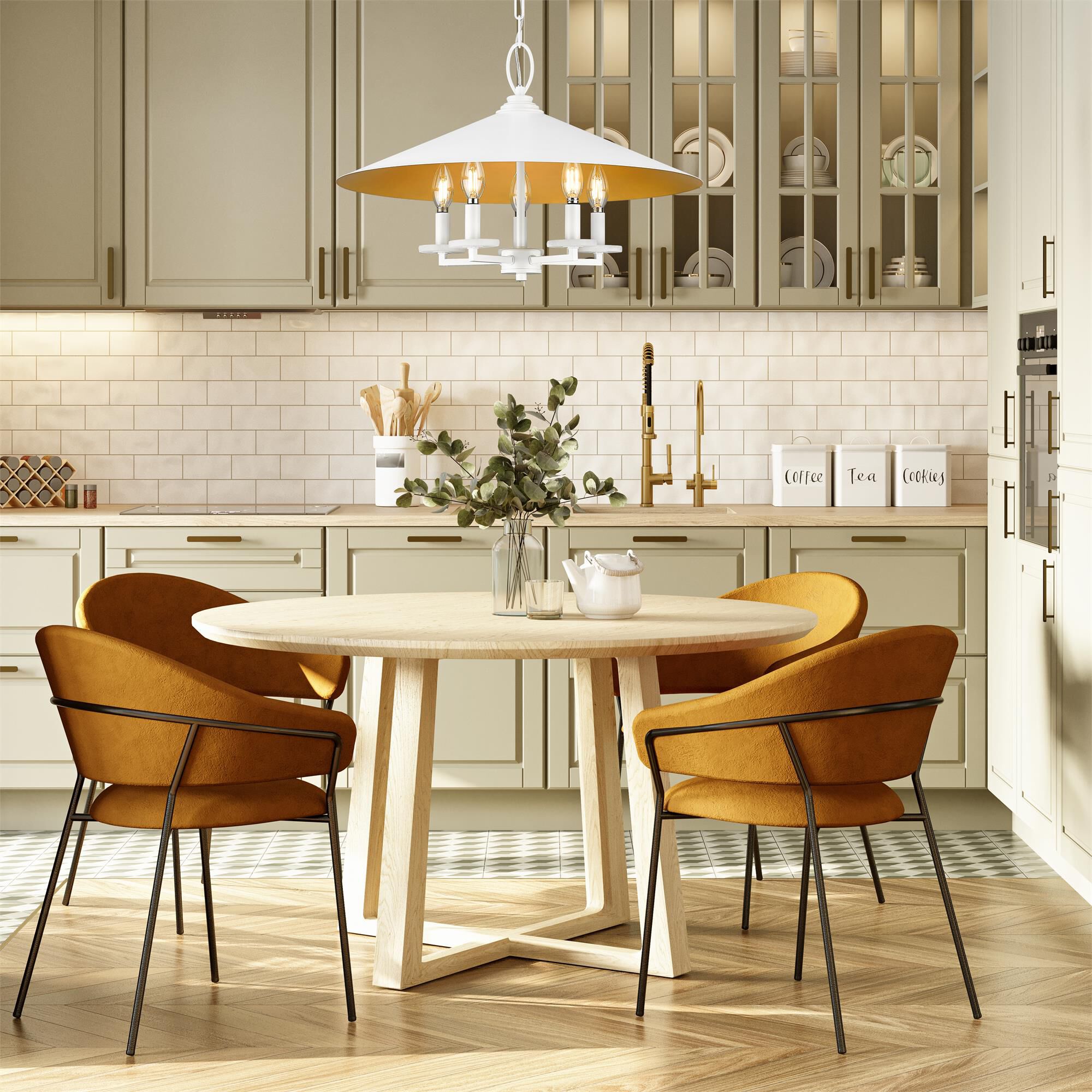 Shown in Matte White finish and Matte White Outer And Signature Rubbed Brass Inner glass and Matte White Outer And Signature Rubbed Brass Inner shade