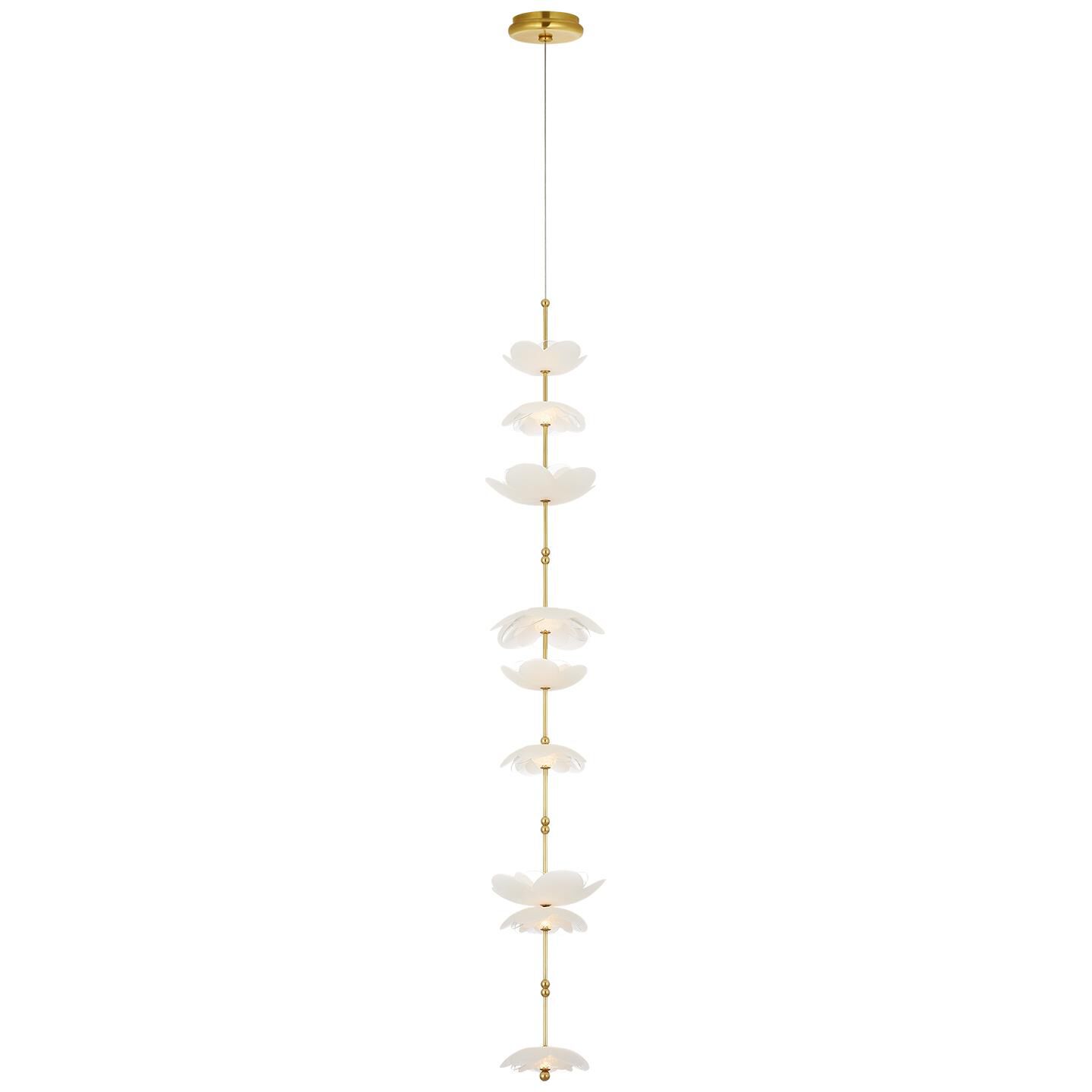 Shown in Soft Lacquered Brass finish and Etched and Clear Flower glass