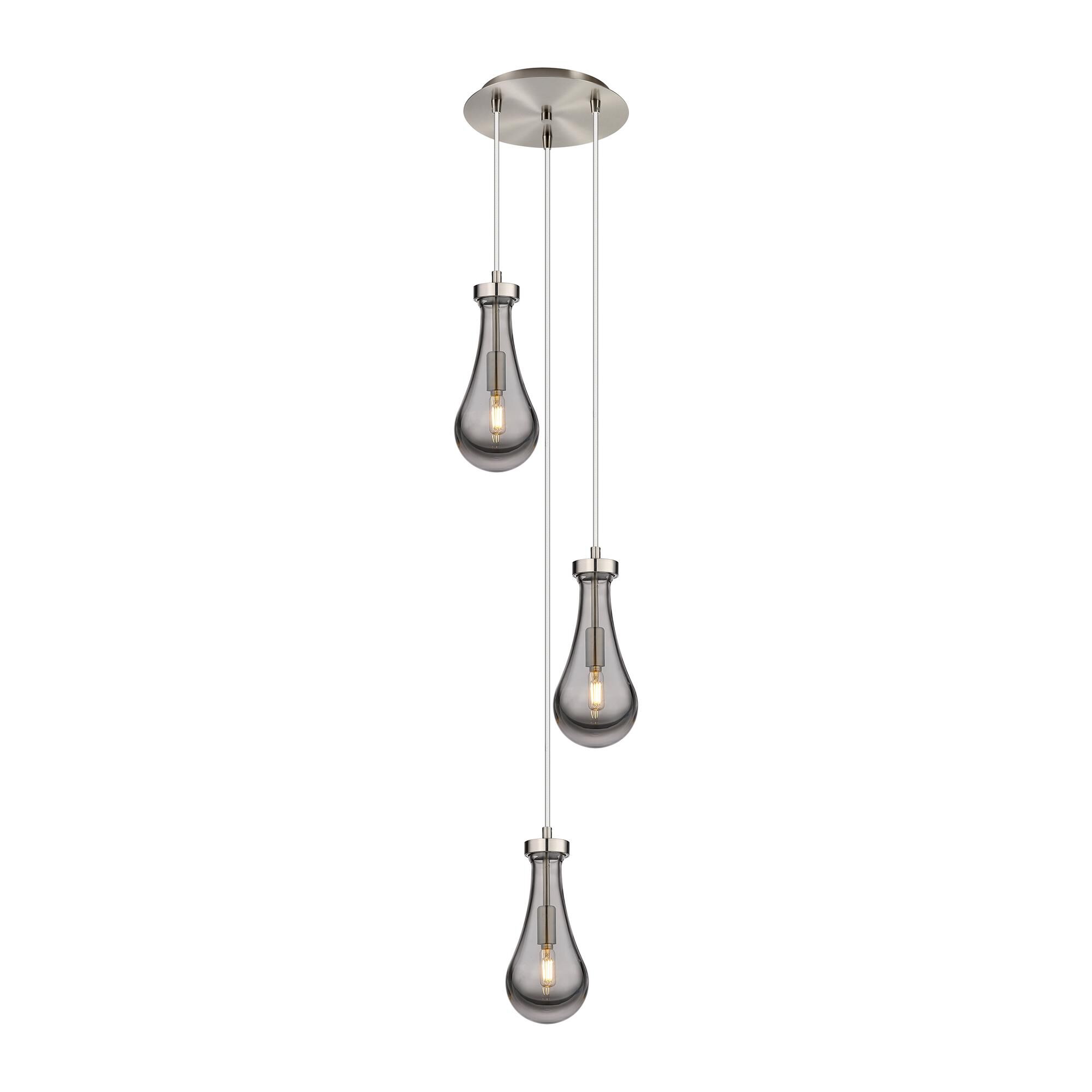 Shown in Brushed Satin Nickel finish and Light Smoke glass and Light Smoke Glass shade