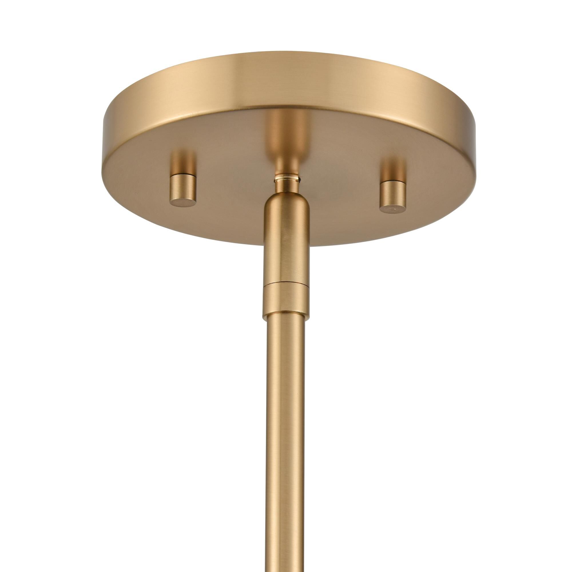 Shown in Satin Brass finish and Matte Black Metal Shade glass and Matte Black Metal shade