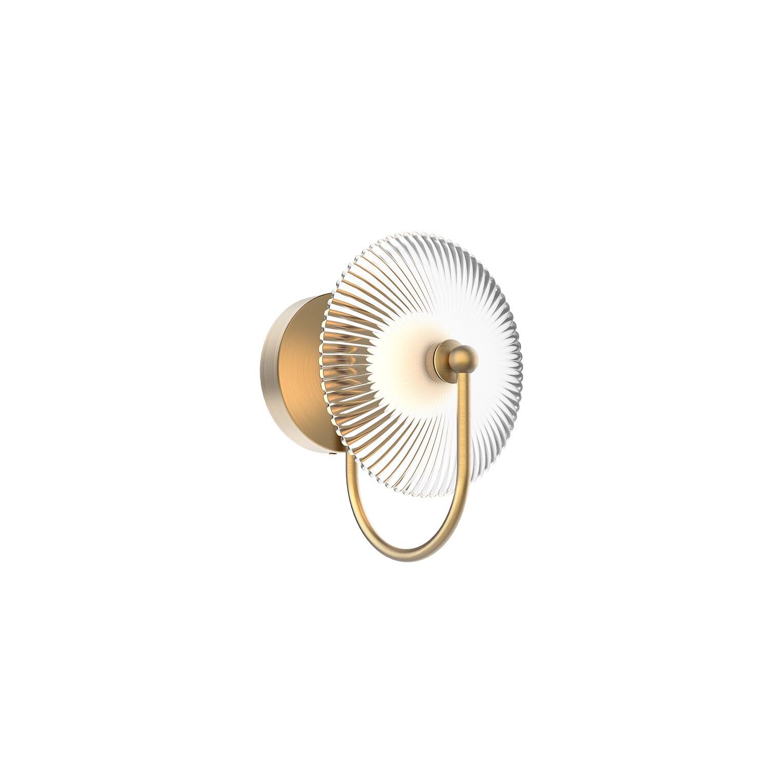 Shown in Brushed Gold finish and Clear Ribbed and Matte Opal Ball glass