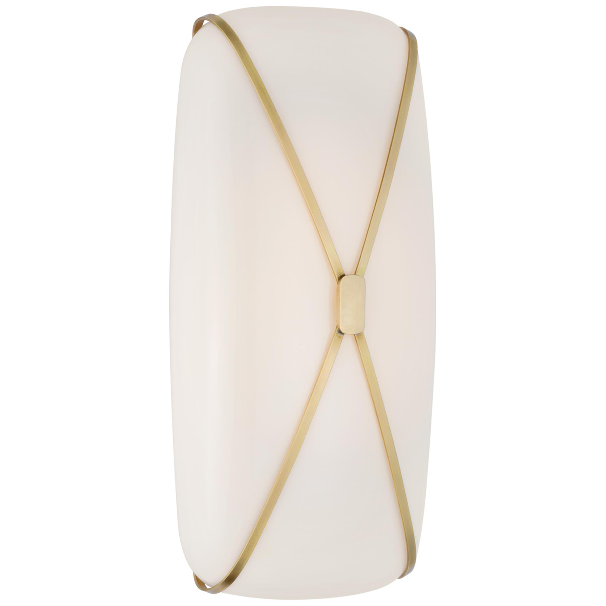 Shown in Soft Brass finish and White glass