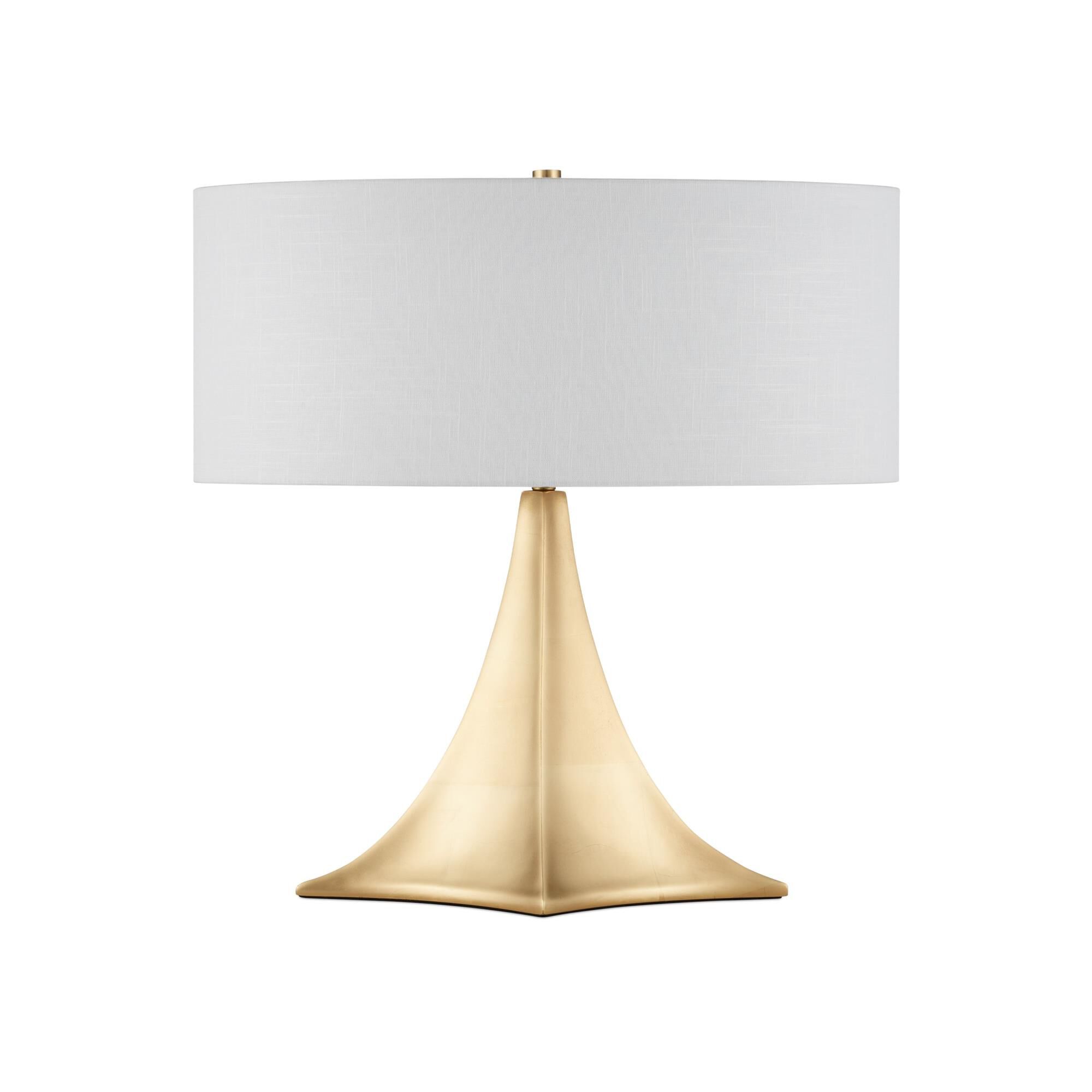 Shown in Gold Leaf finish and White Linen shade