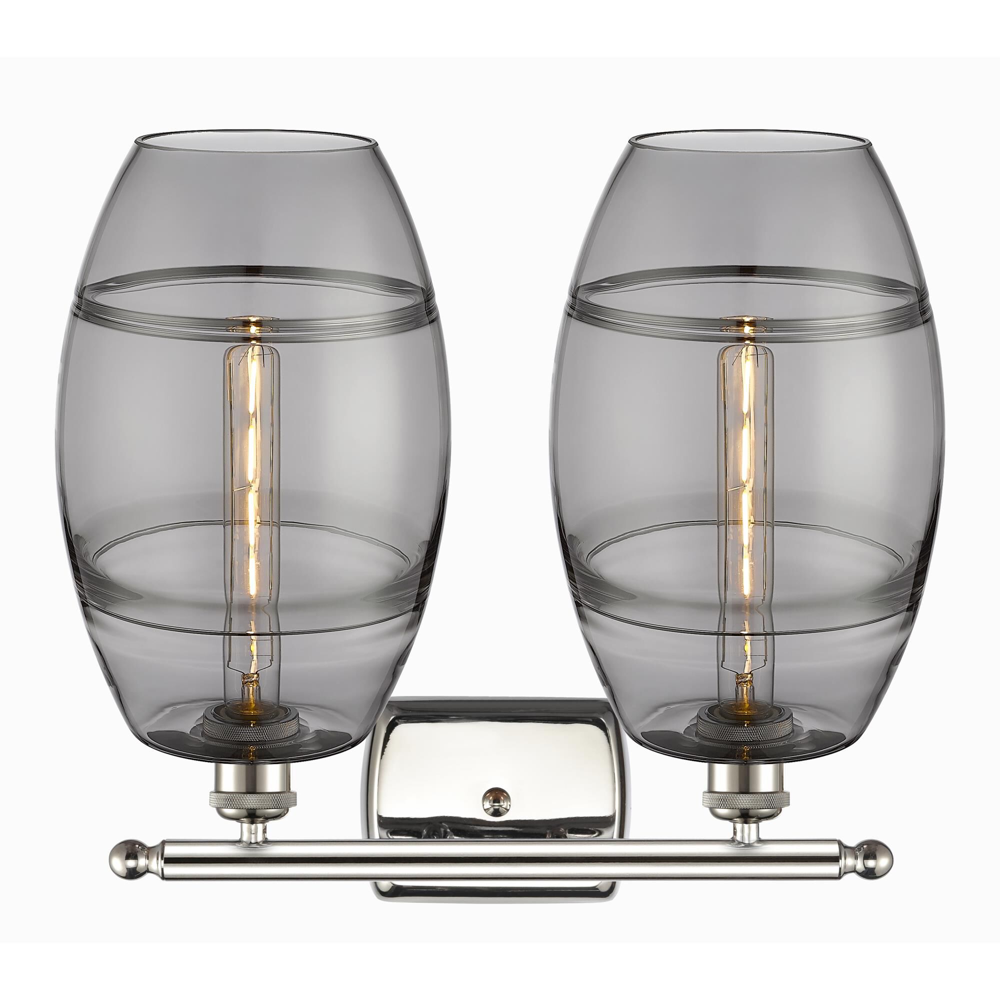 Shown in Polished Nickel finish and Light Smoke glass