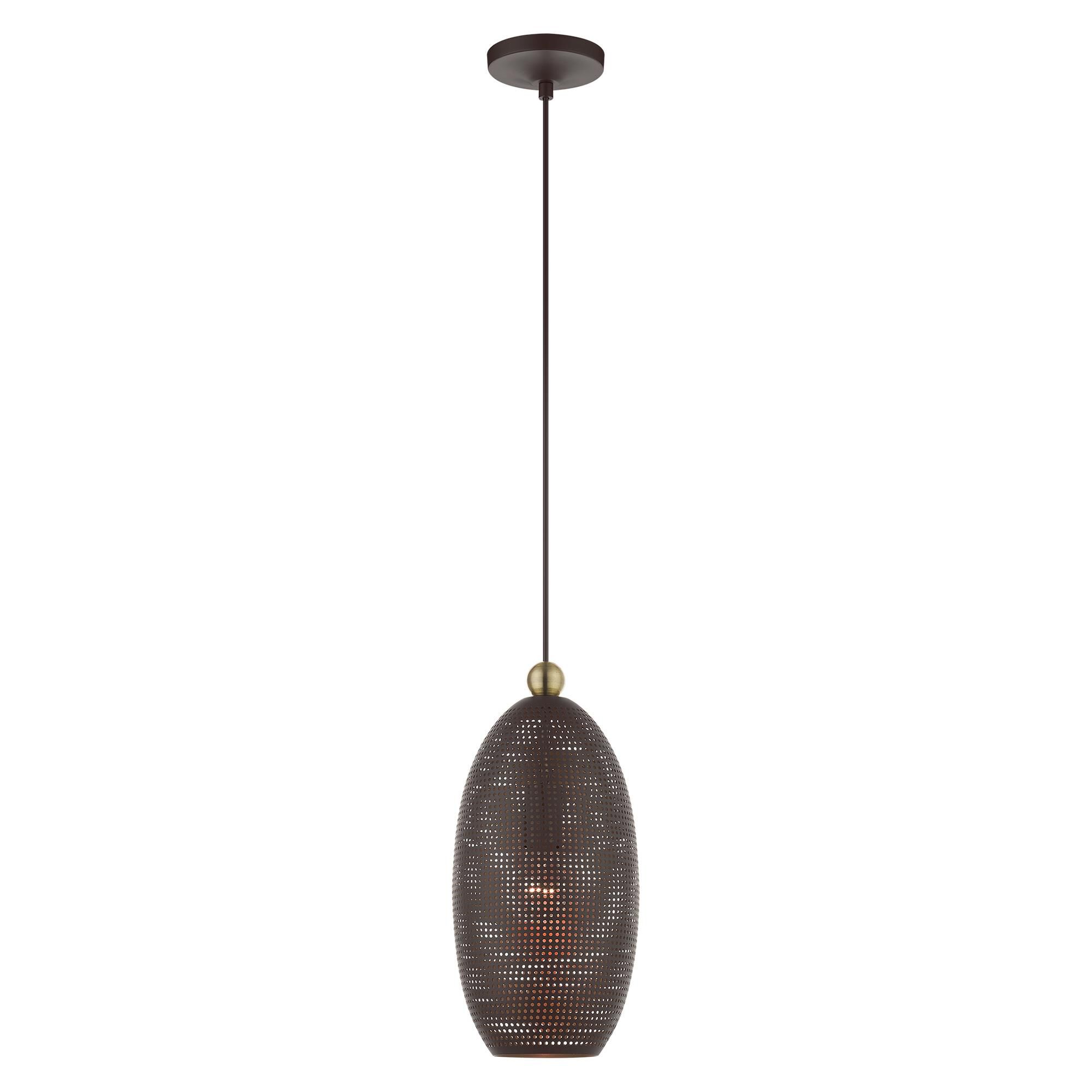 Shown in Bronze With Antique Brass Accents finish and Bronze Ornamental Metal Shade With Gold Finish Inside glass and Bronze Ornamental Metal  With Gold Finish Inside shade