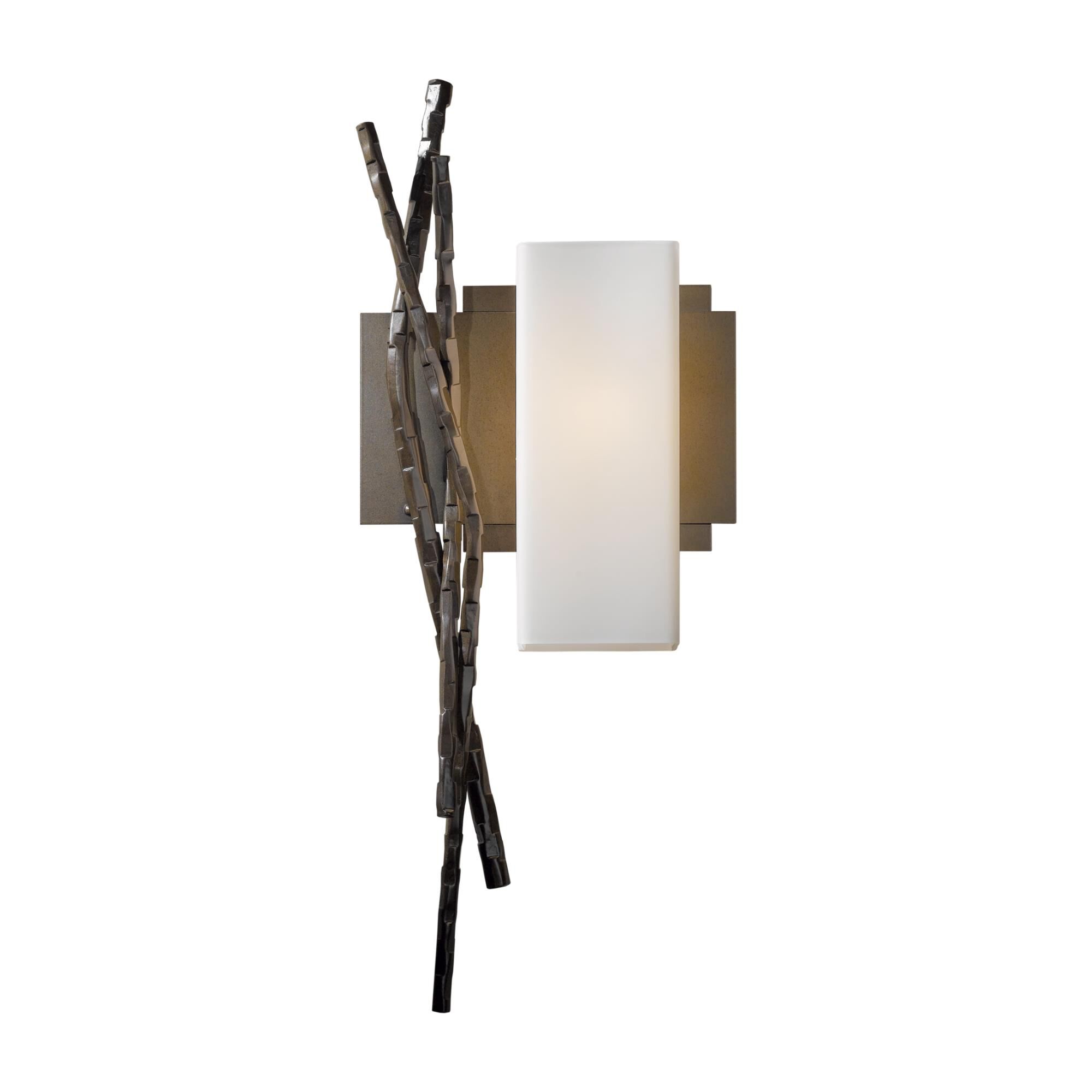 Shown in Bronze finish and Opal  glass and Orientation: Right accent