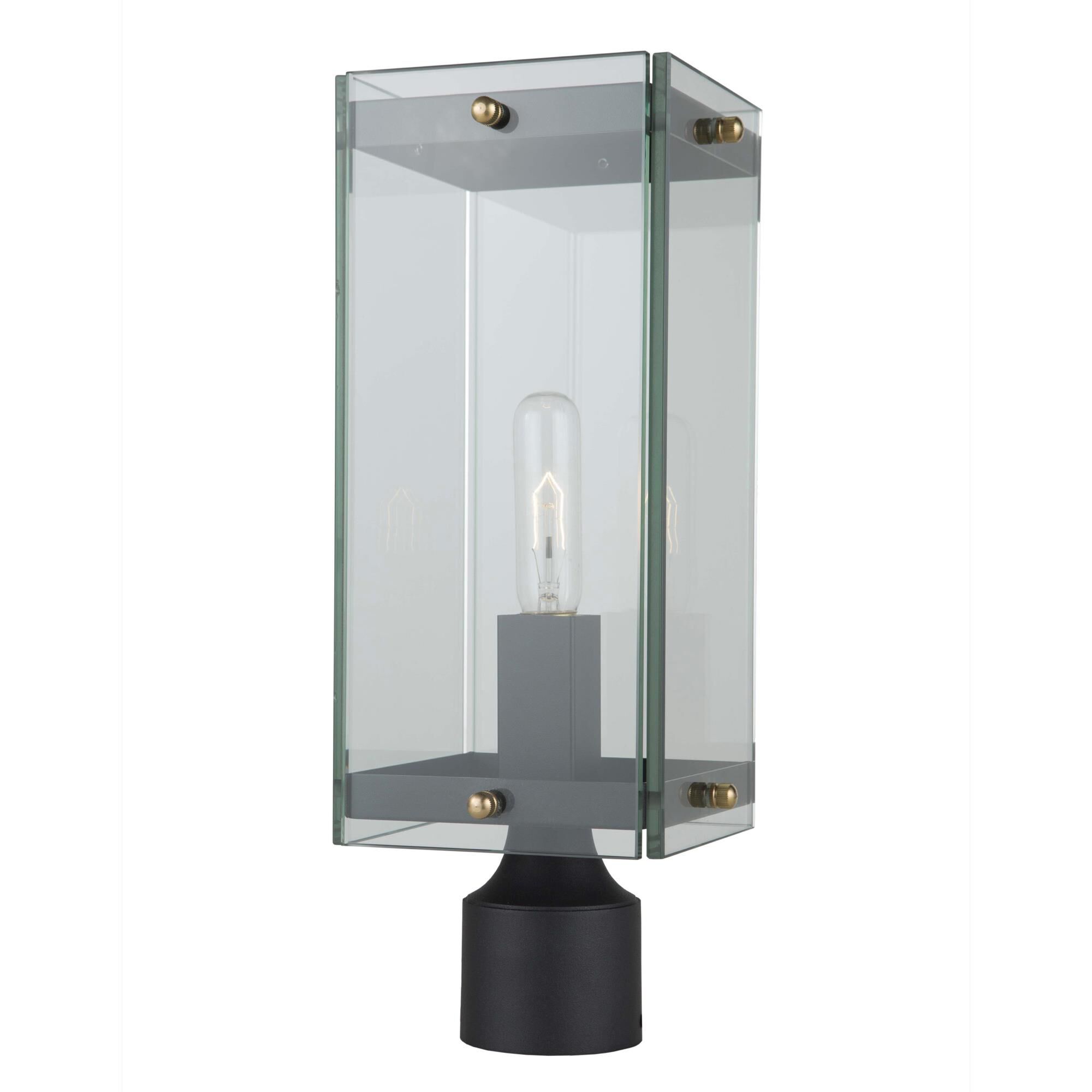 Shown in Matte Black - Harvest Brass finish and Clear glass
