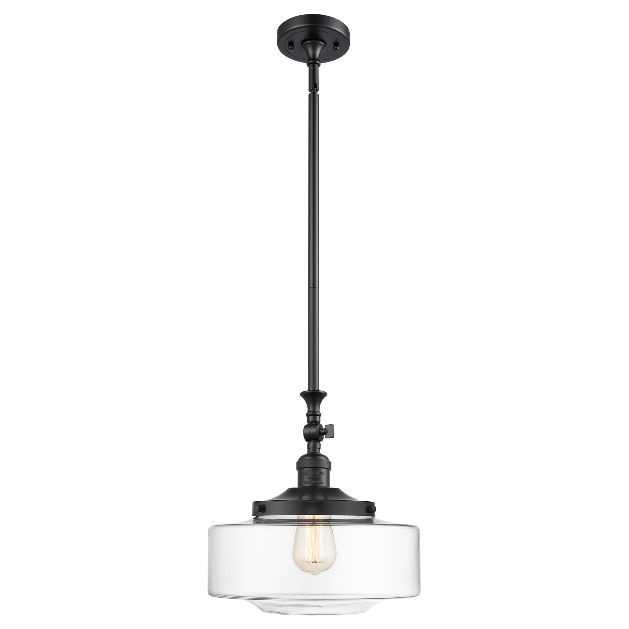 Shown in Matte Black finish and Clear Large Bridgeton glass