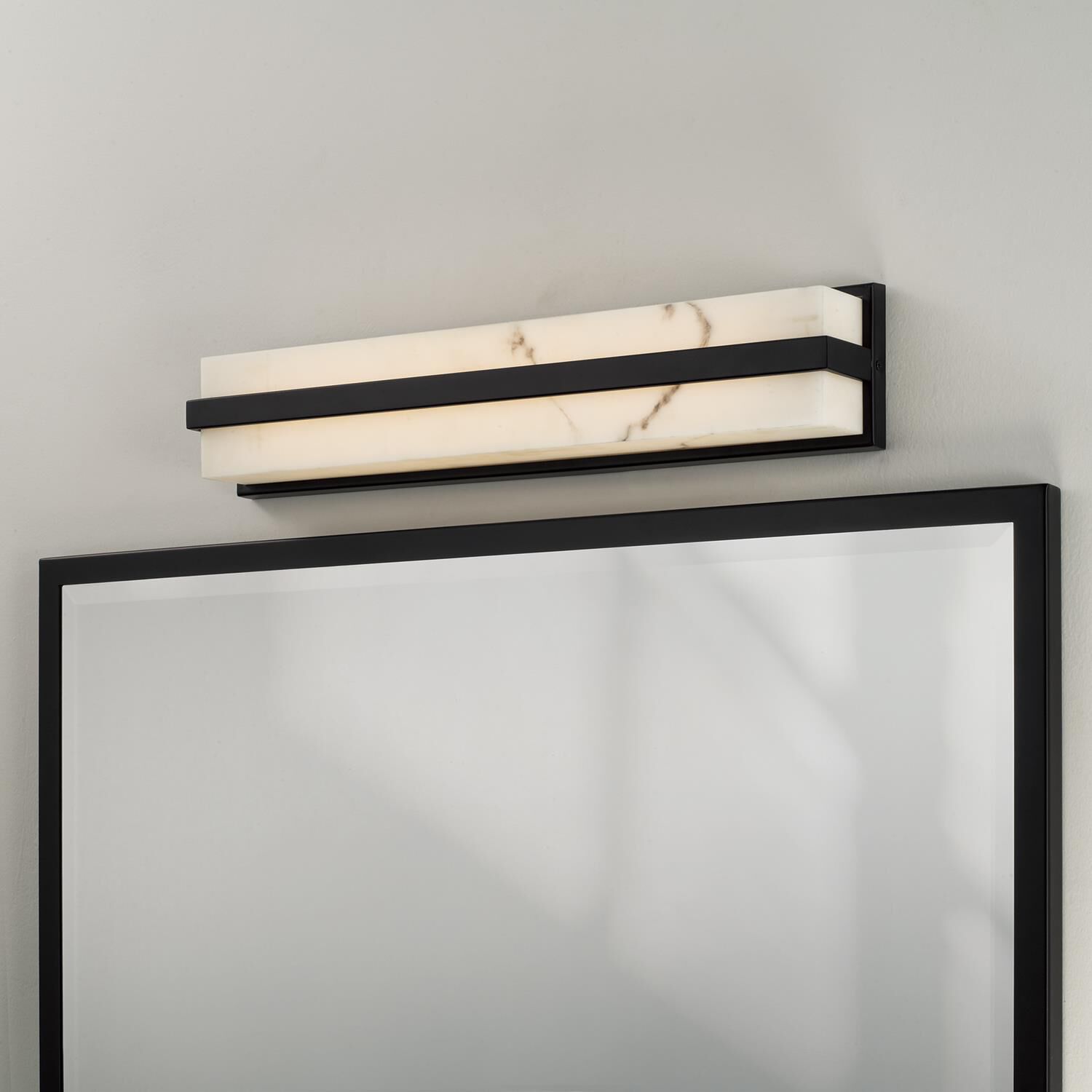 Shown in Matte Black finish and Alabaster glass