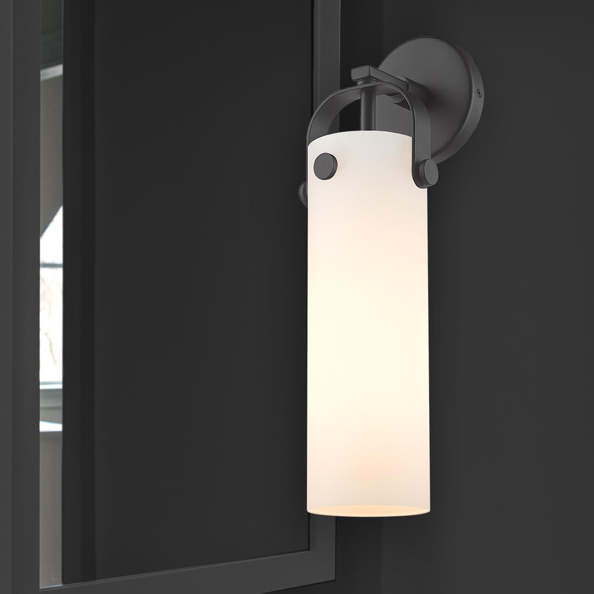 Shown in Matte Black finish and Matte White glass