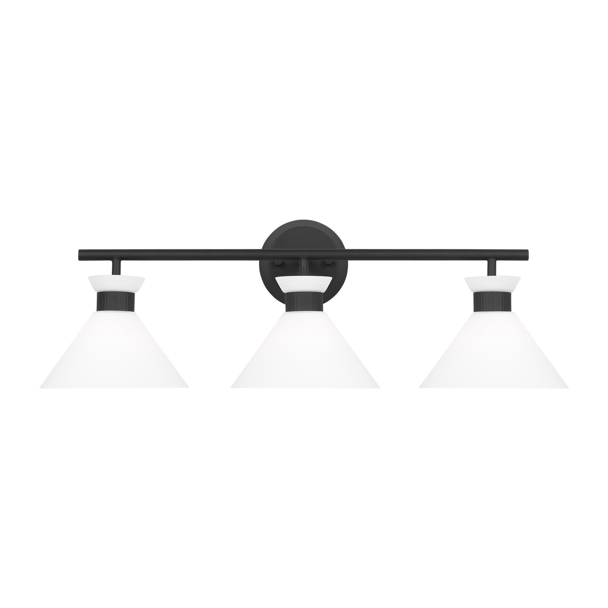 Shown in Midnight Black finish and Etched White Glass s shade