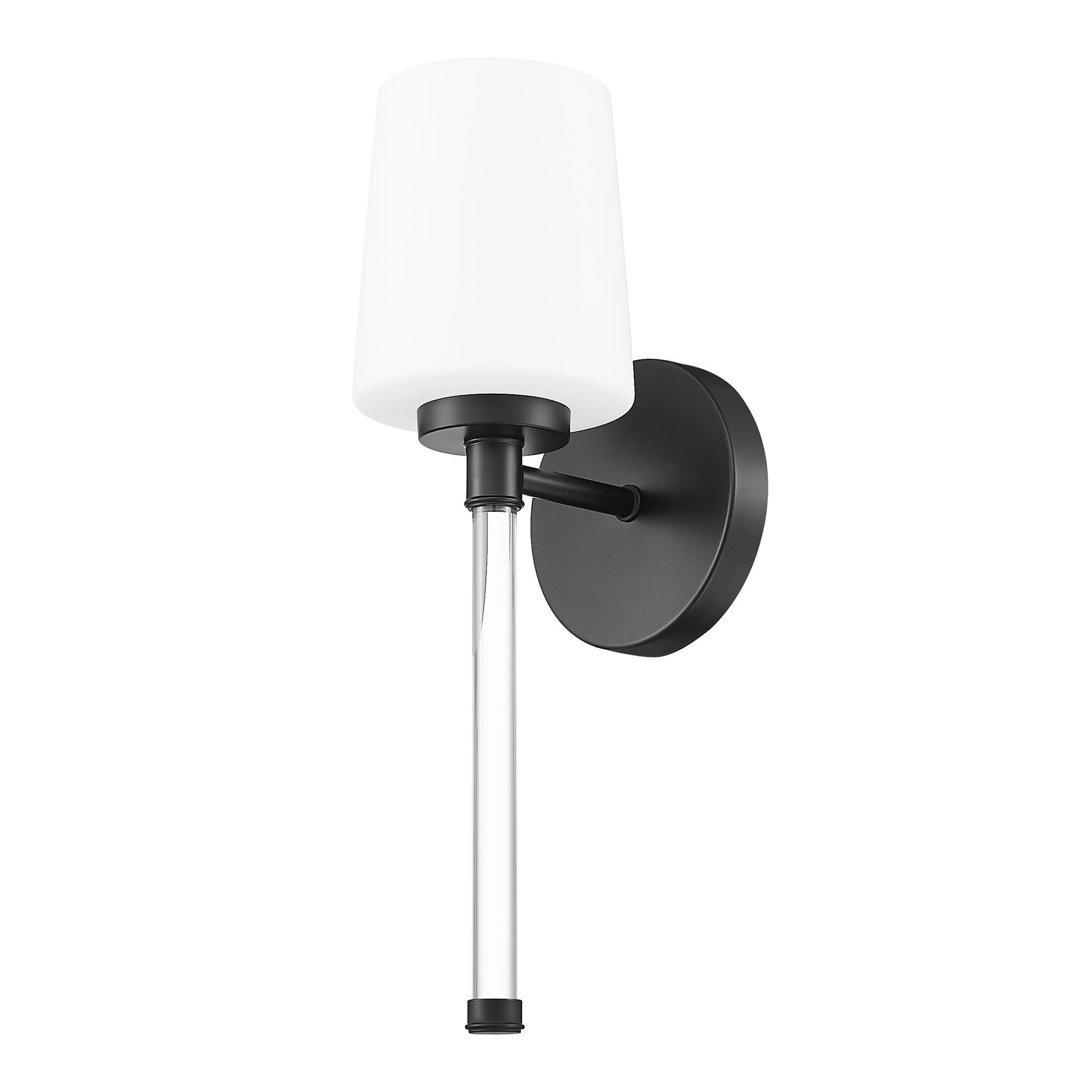 Shown in Matte Black finish and White Opal glass