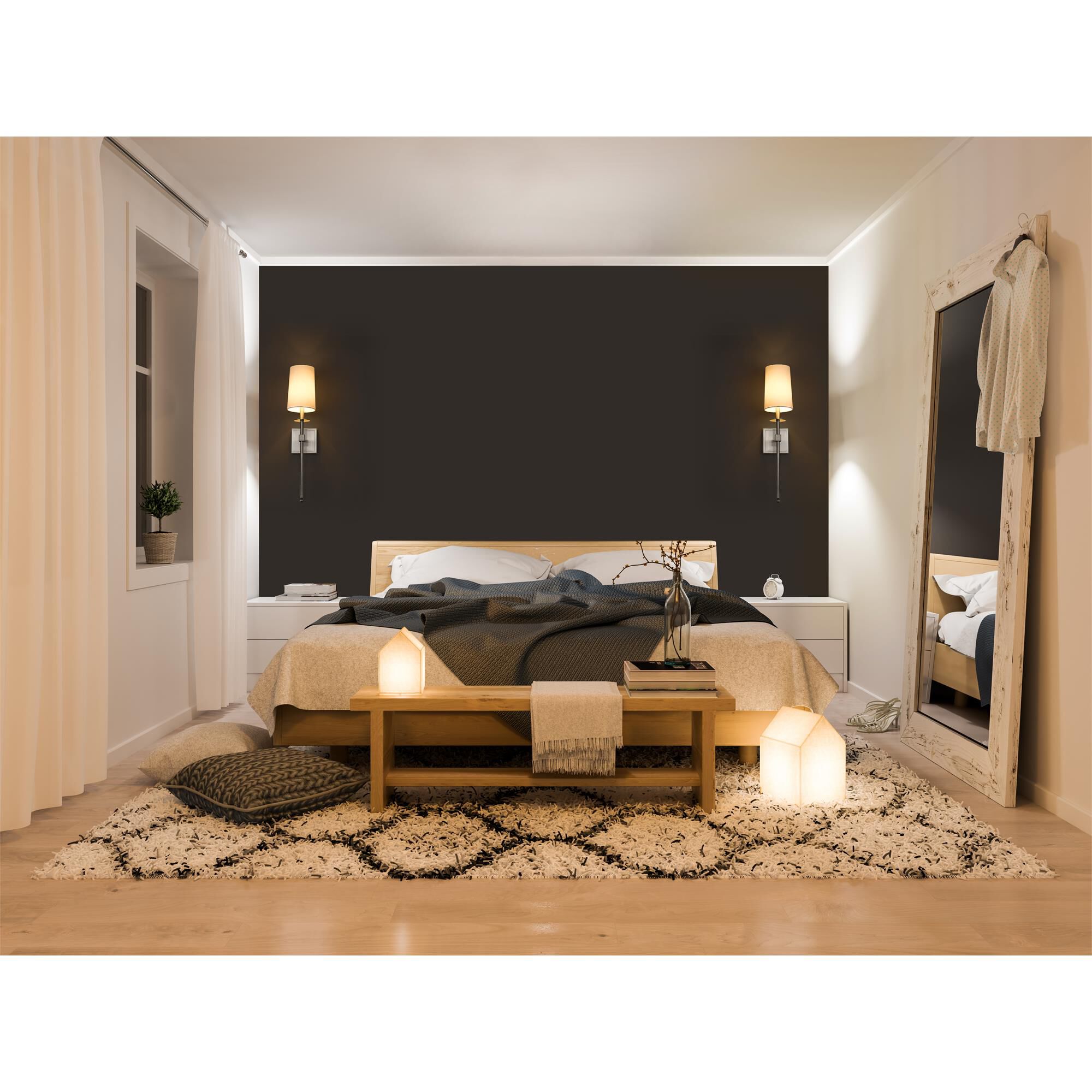 Shown in Brushed Nickel finish and Fabric glass and Fabric shade
