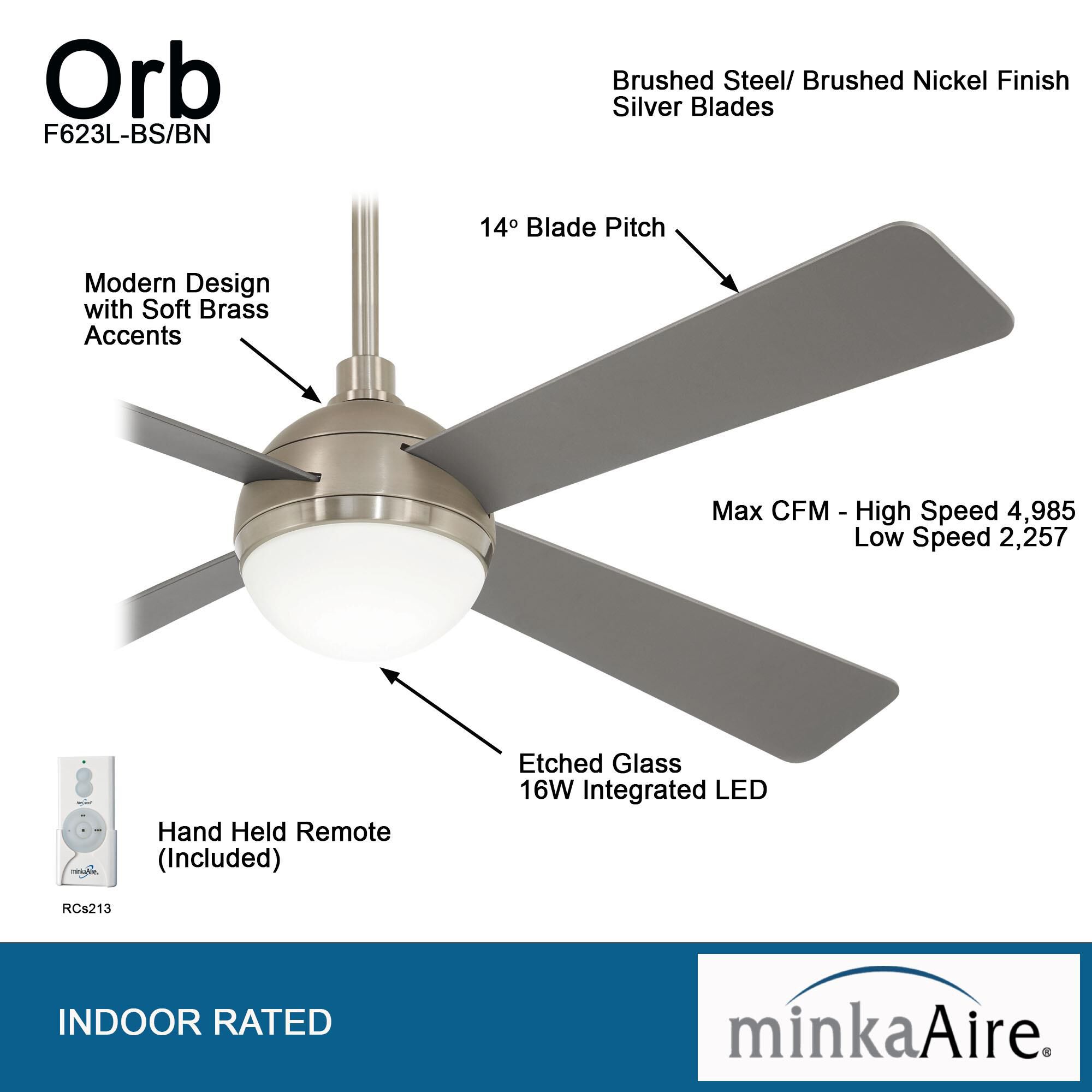 Orb 54 Inch Ceiling Fan with Light Kit by Minka Aire by Minka Aire