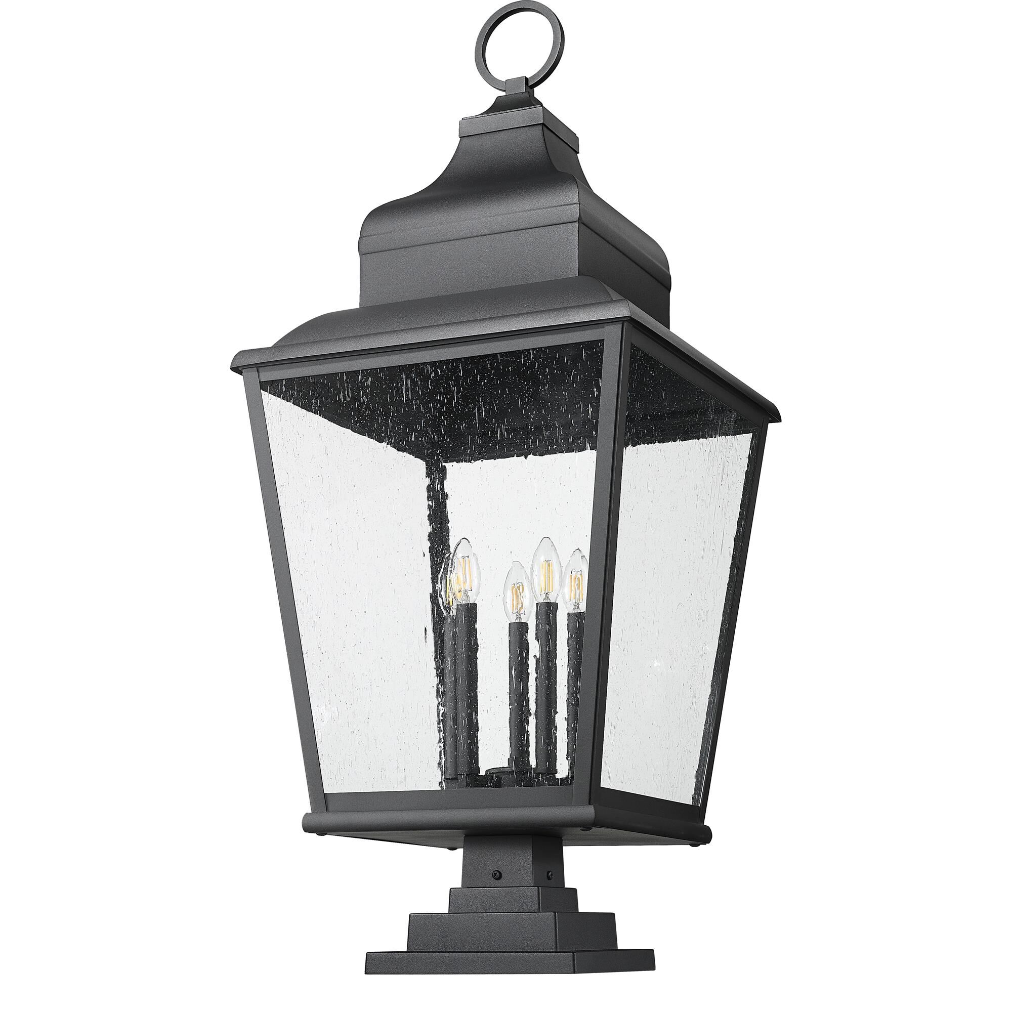 Shown in Sand Black finish and Clear Seedy glass