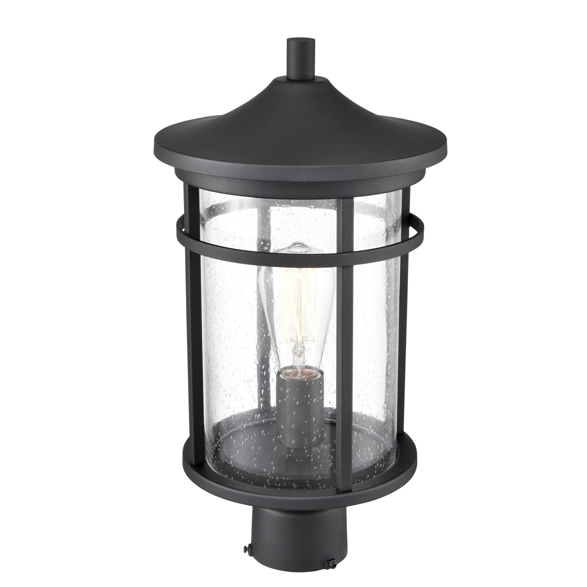 Shown in Textured Black finish and Clear Seeded glass