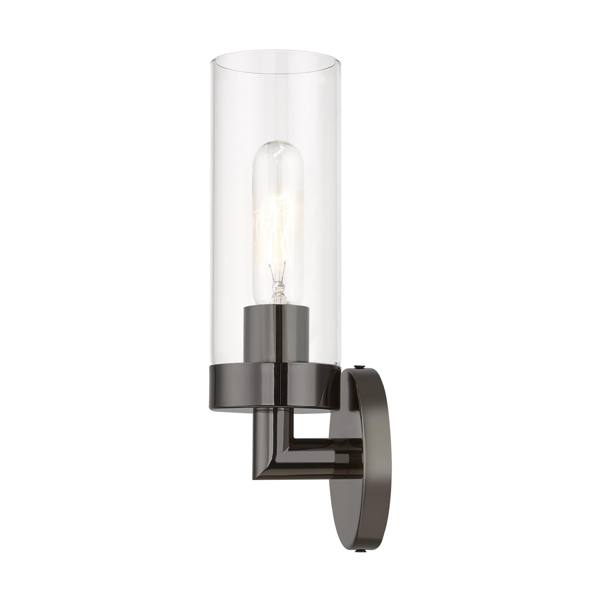 Shown in Black Chrome finish and Clear glass