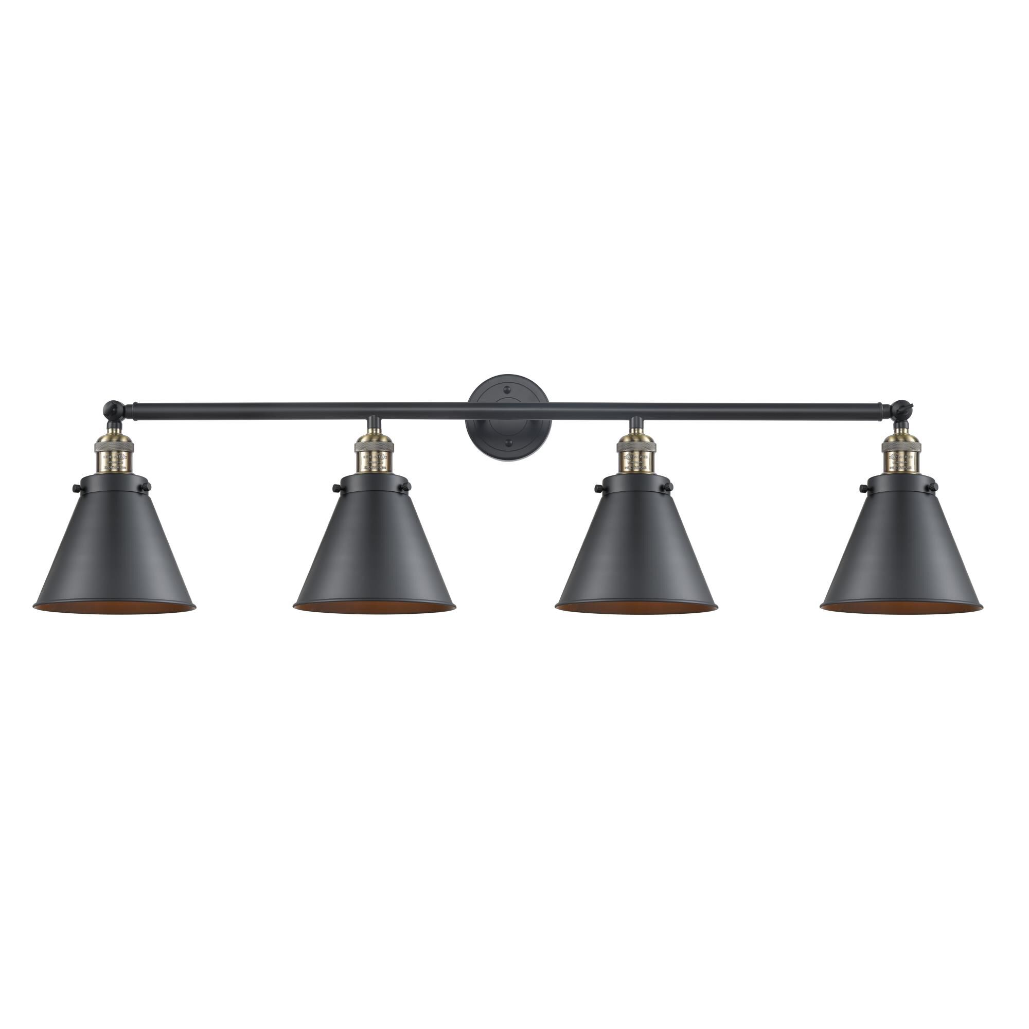 Shown in Black Antique Brass finish and Matte Black Appalachian shade