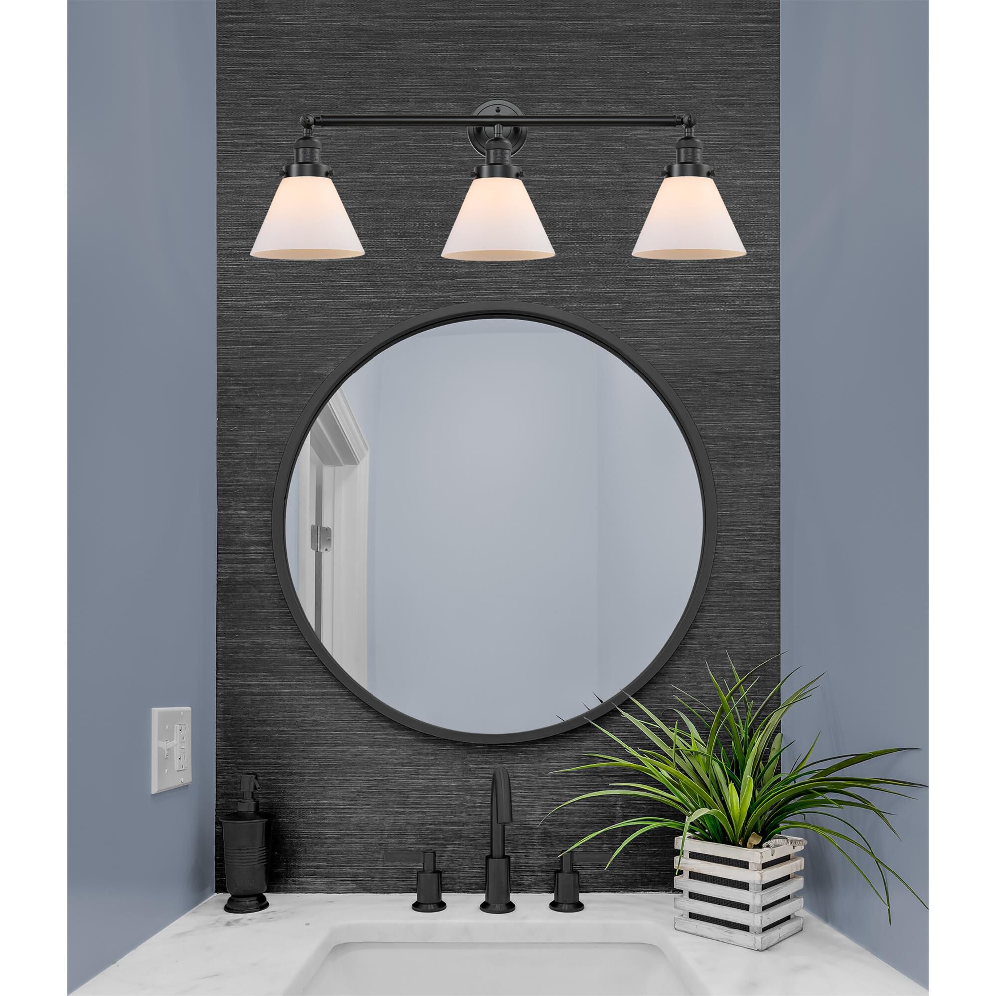 Shown in Oil Rubbed Bronze finish and Matte White Cased glass
