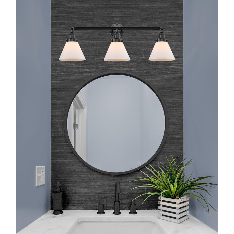 Bruno Marashlian Large Cone 32 Inch 3 Light Bath Vanity Light by Innovations Lighting