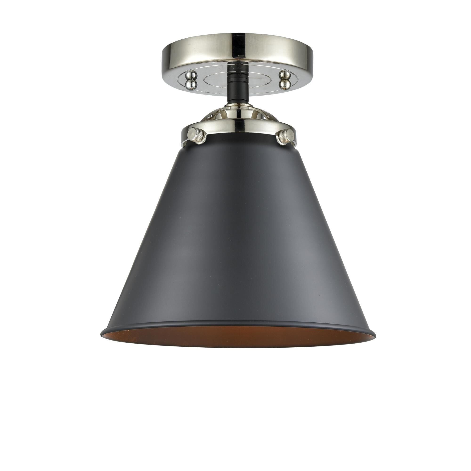 Shown in Black Polished Nickel finish and Metal - Matte Black shade