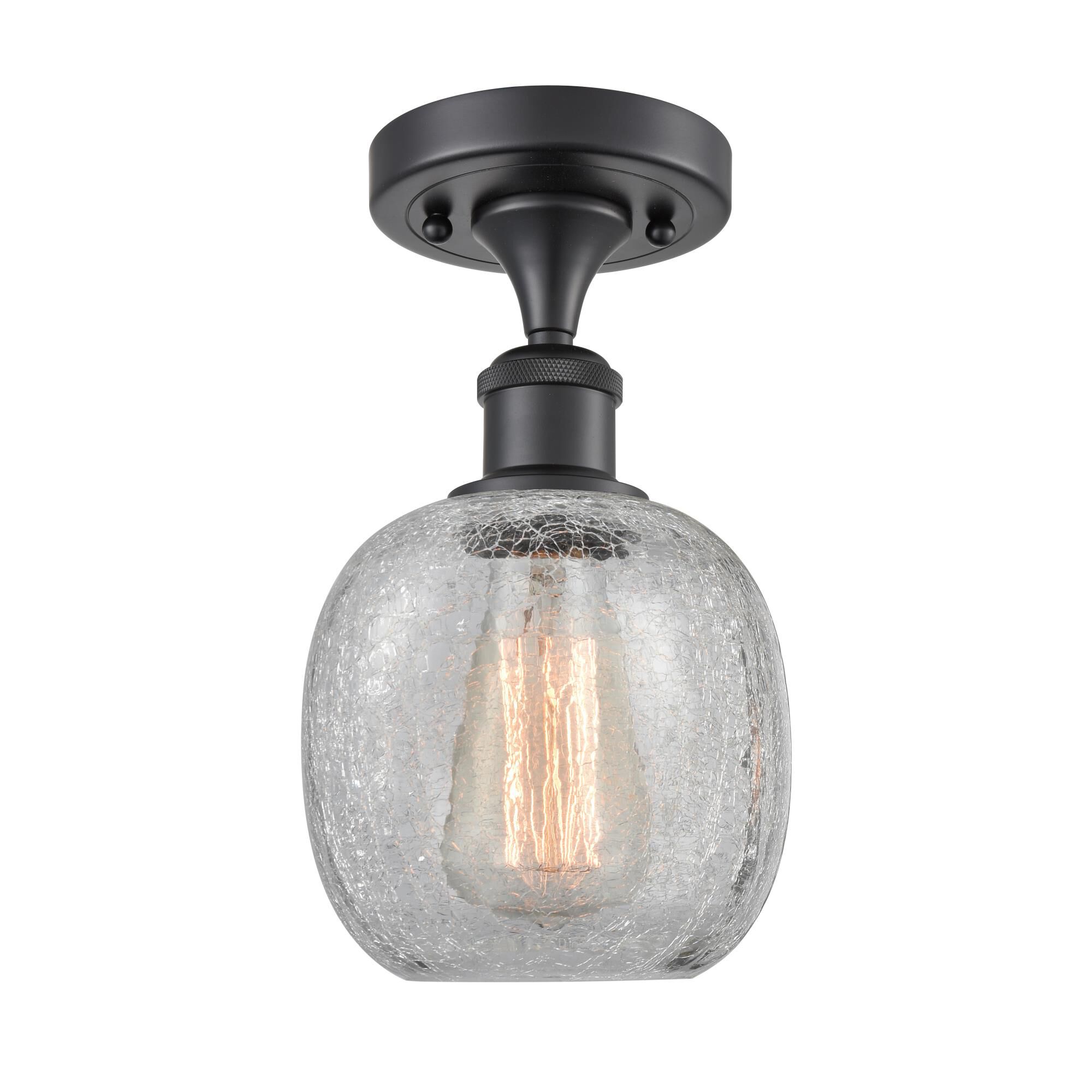 Shown in Matte Black finish and Clear Crackle glass