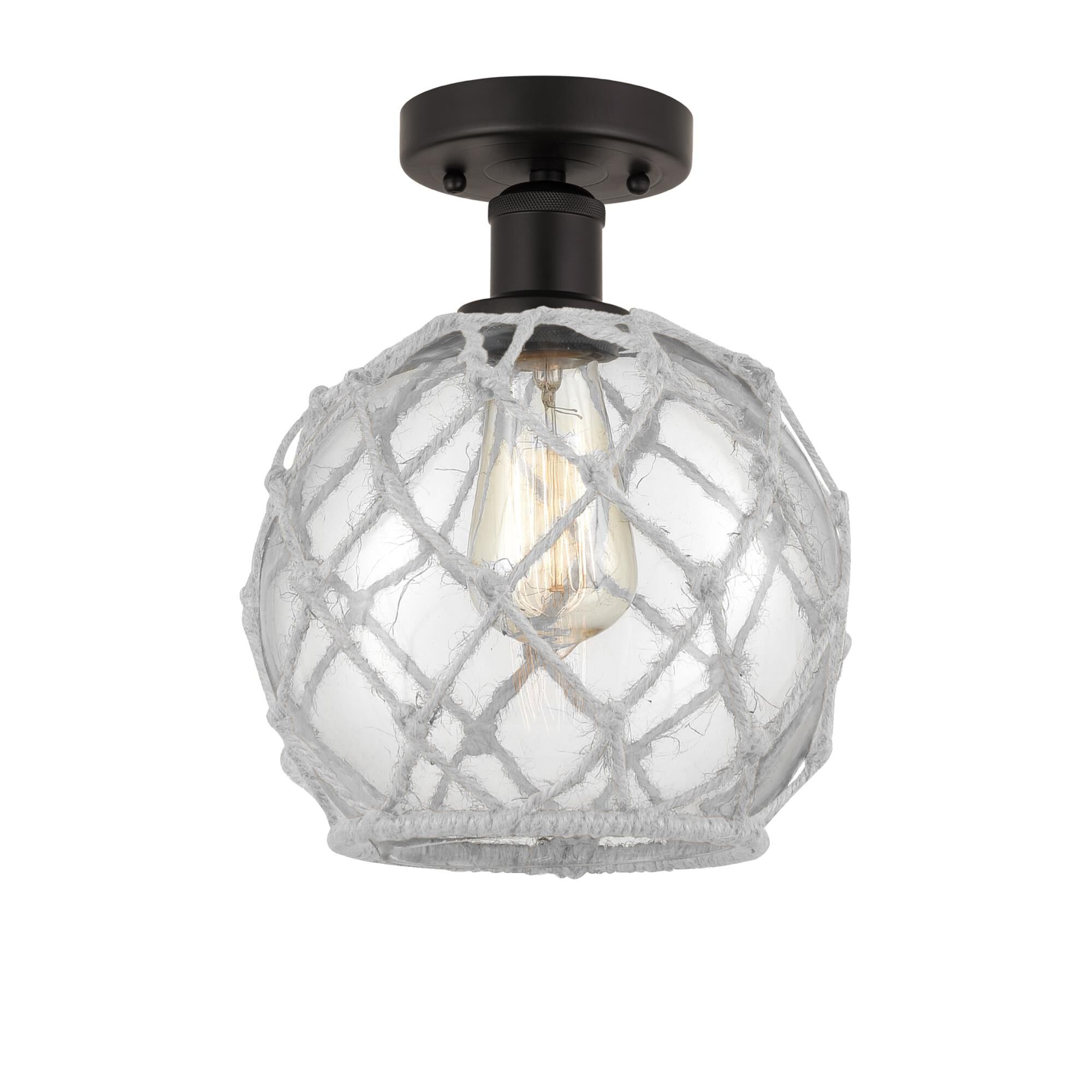 Bruno Marashlian Farmhouse Rope 8 Inch 1 Light Semi Flush Mount by Innovations Lighting