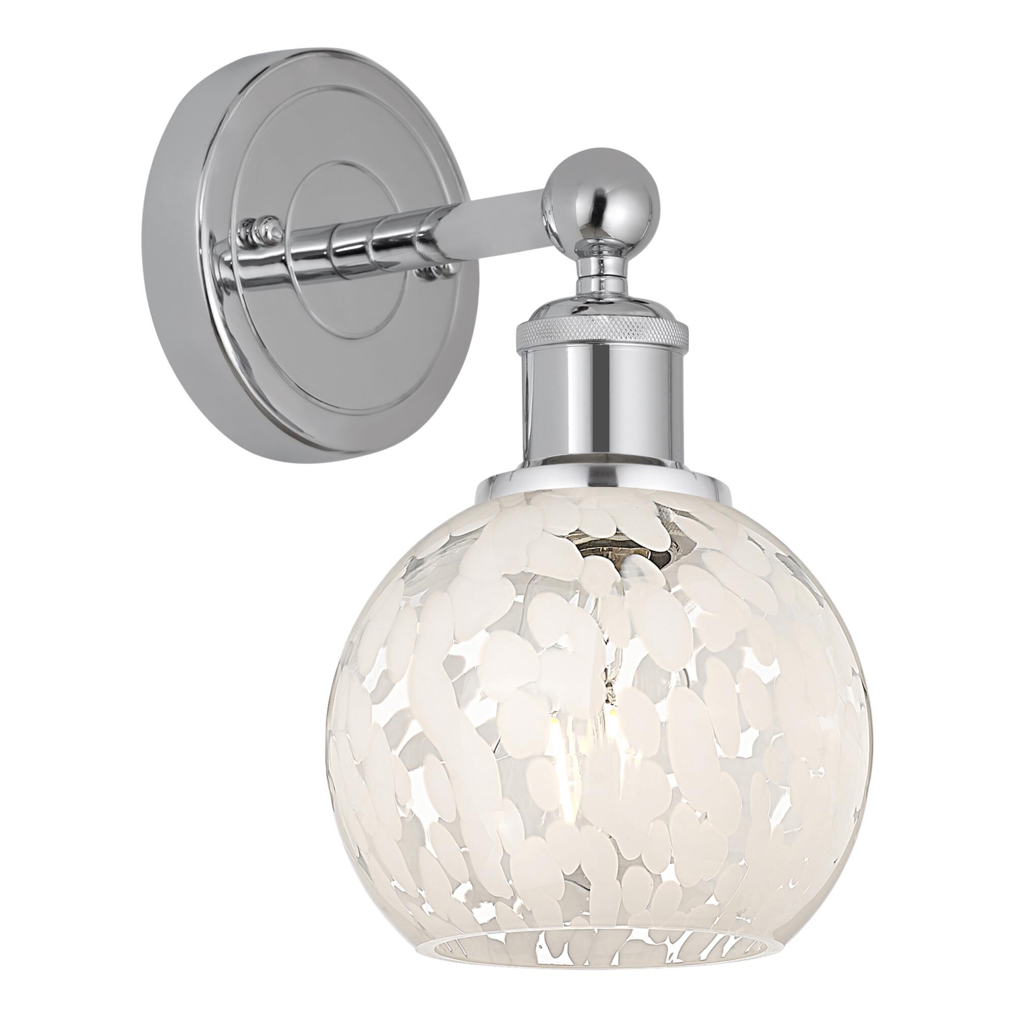 Shown in Polished Chrome finish and White Mouchette glass