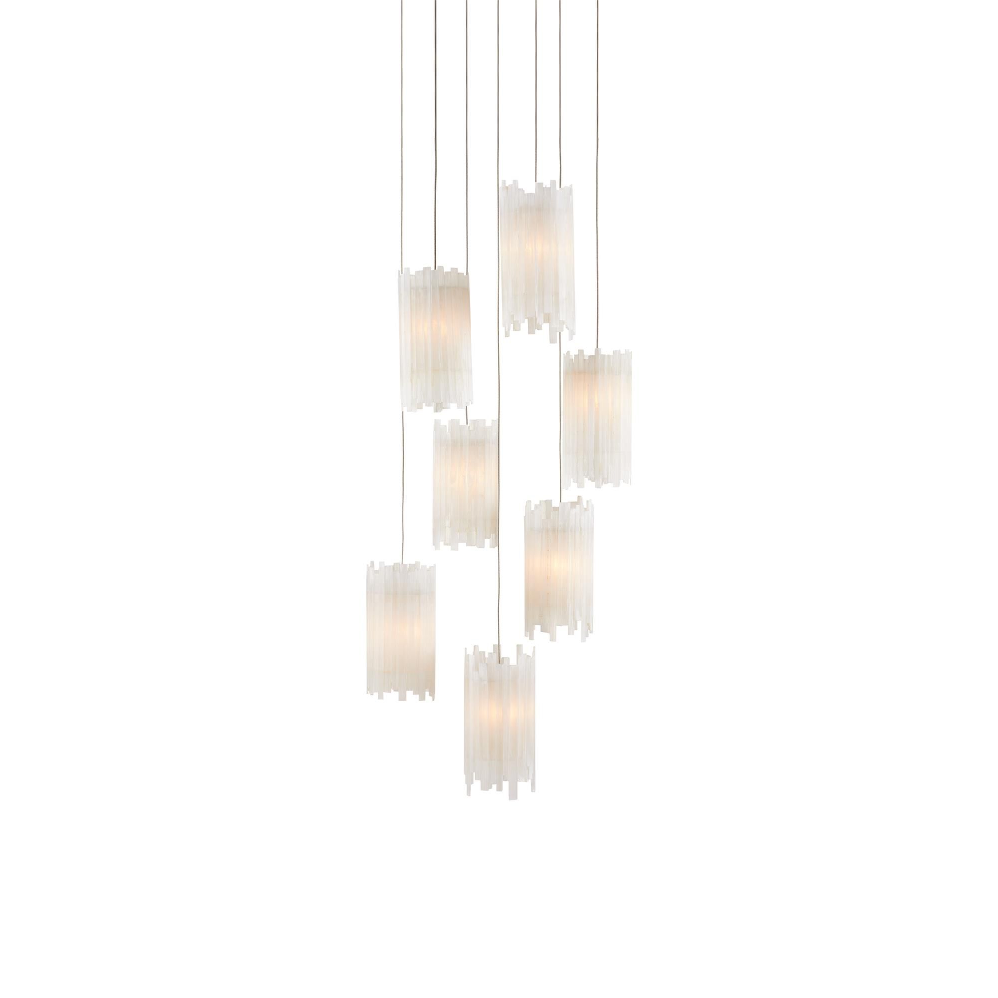Shown in Natural/Painted Silver finish and Selenite/Frosted Glass shade