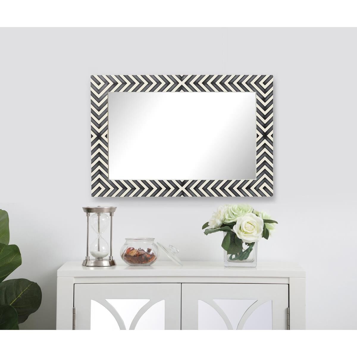Rectangular mirror 30x20 inch in chevron Wall Mirror by Elegant Decor