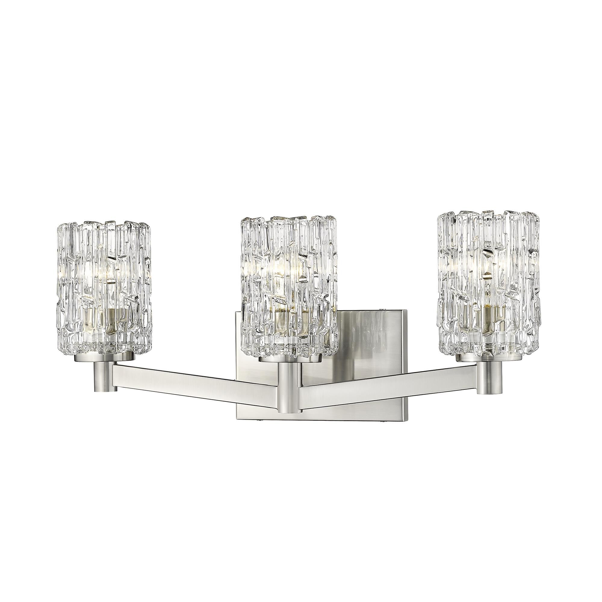 Shown in Brushed Nickel finish and Glass shade