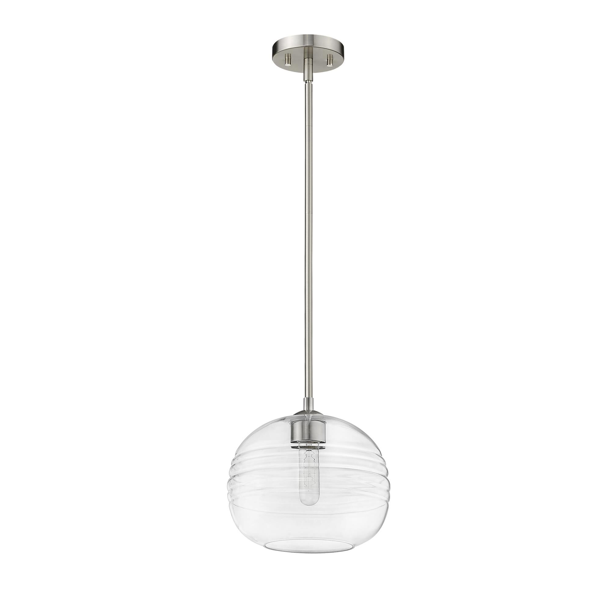 Shown in Brushed Nickel finish and Glass shade