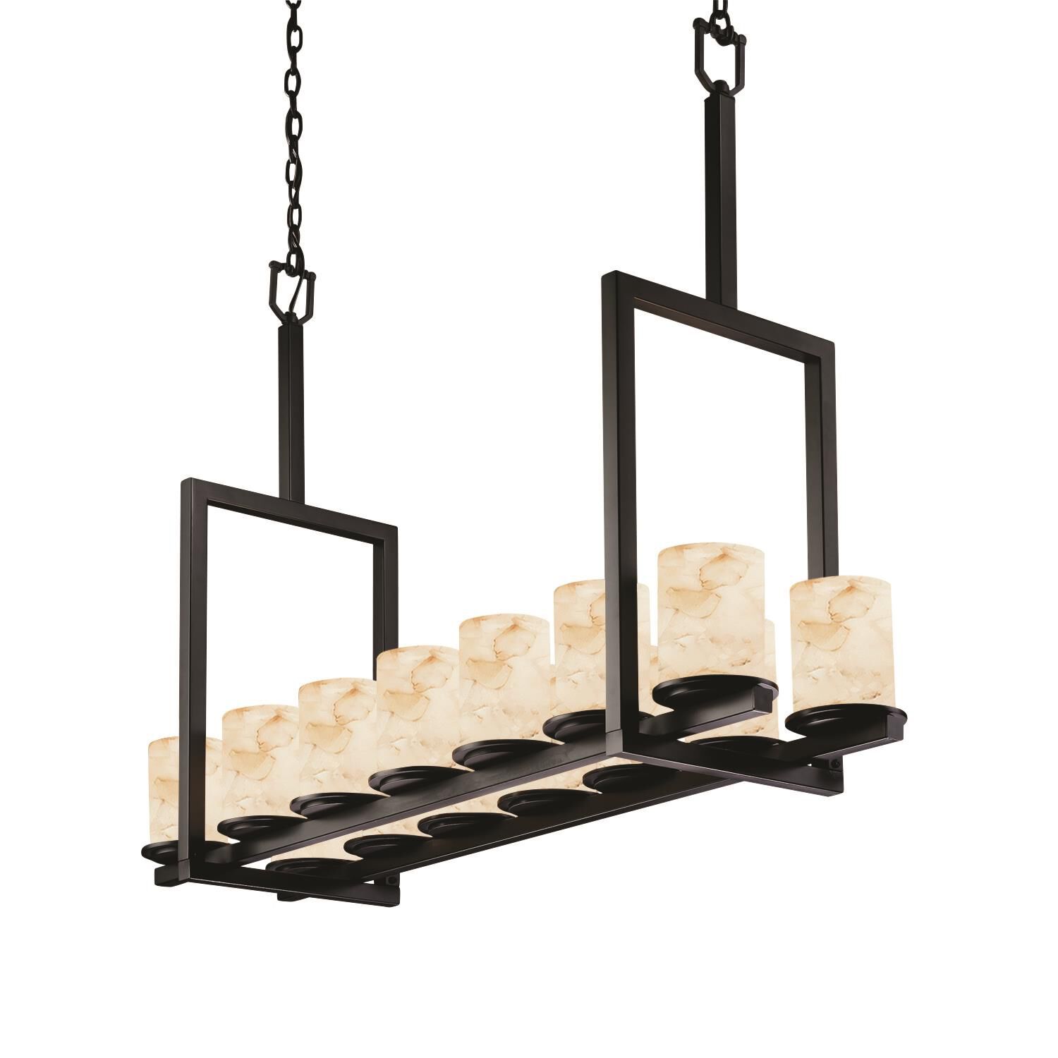 Shown in Matte Black finish and Shaved Alabaster Rocks Cast Into Resin glass and Cylinder with Flat Rim shade