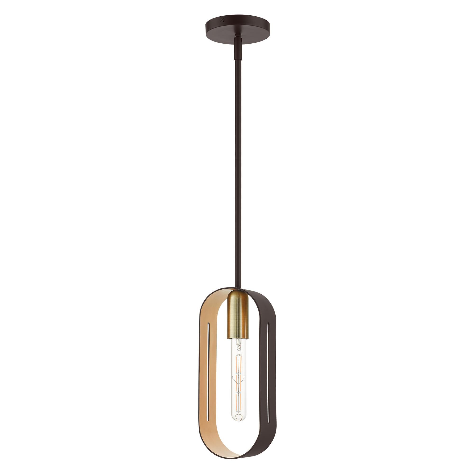 Shown in Bronze With Antique Brass Accents finish and Hand Welded Bronze  With Gold Finish Inside shade