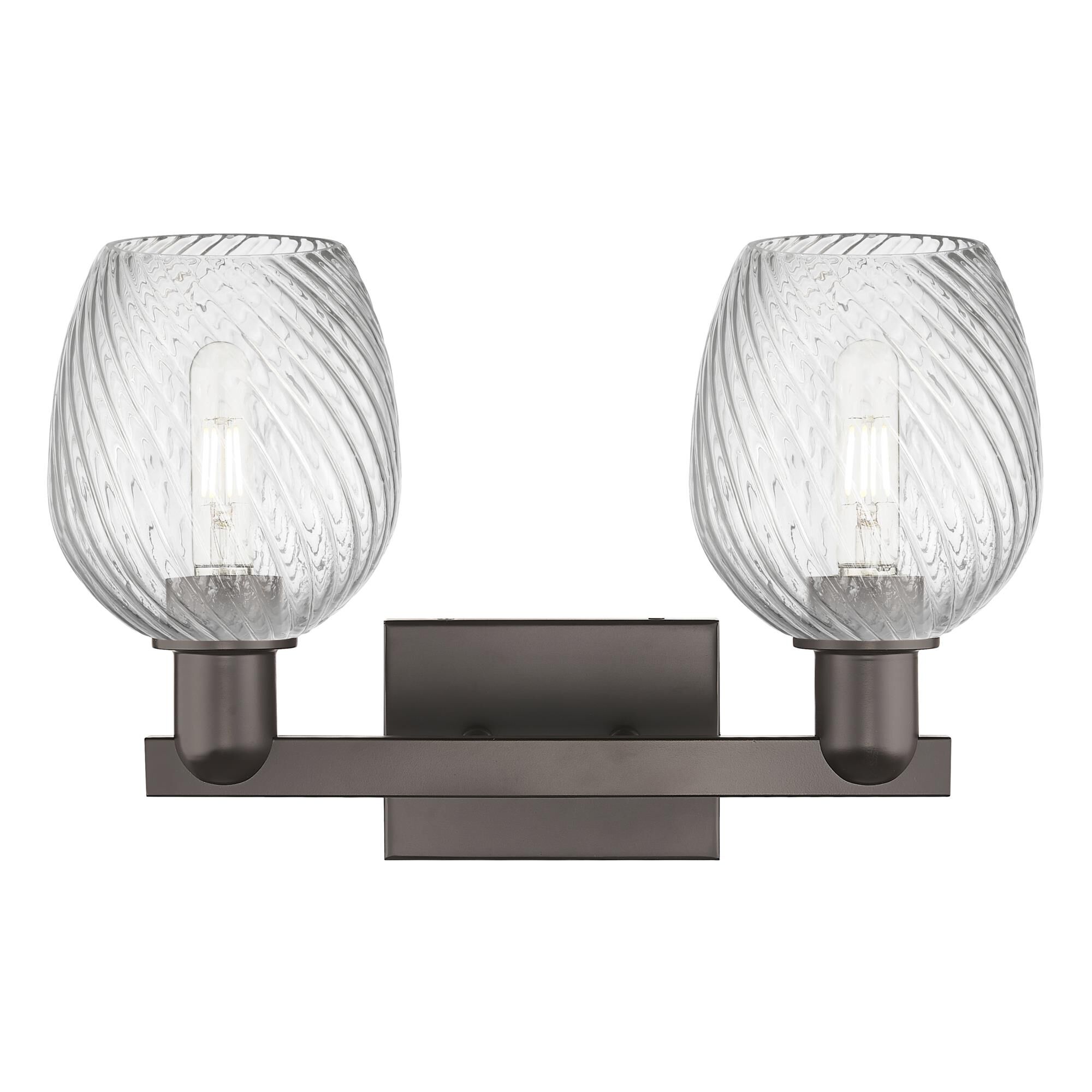 Shown in Oil Rubbed Bronze finish and Clear Spiral Fluted glass