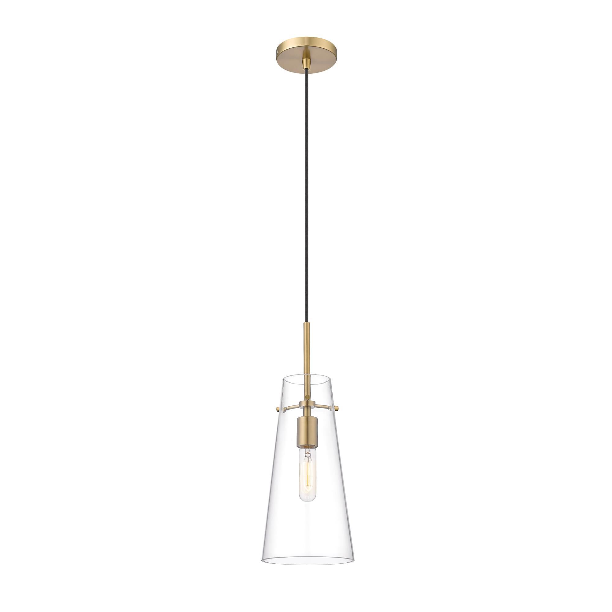 Shown in Modern Gold finish and Clear glass and Clear shade