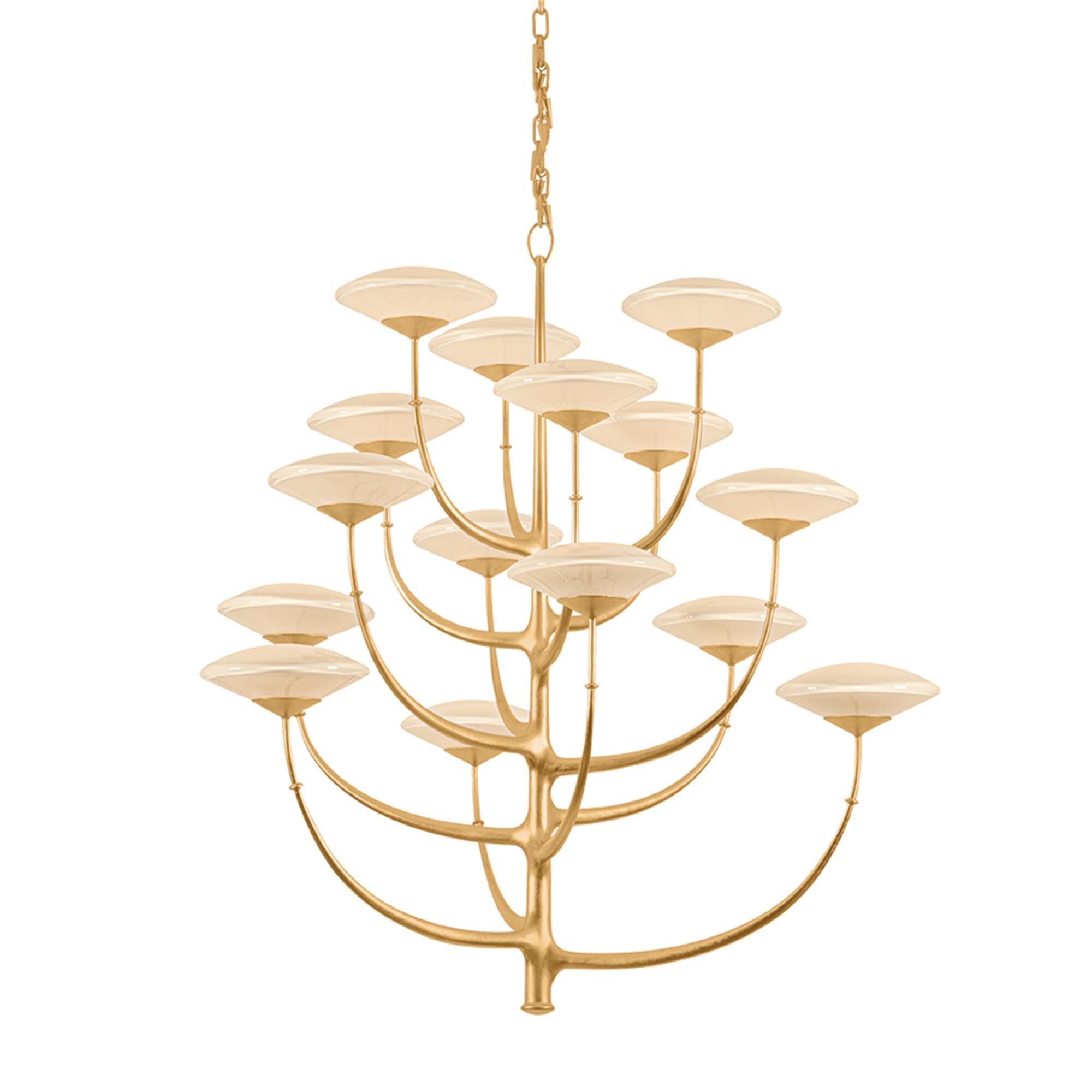 Shown in Vintage Gold Leaf finish and Bianca shade