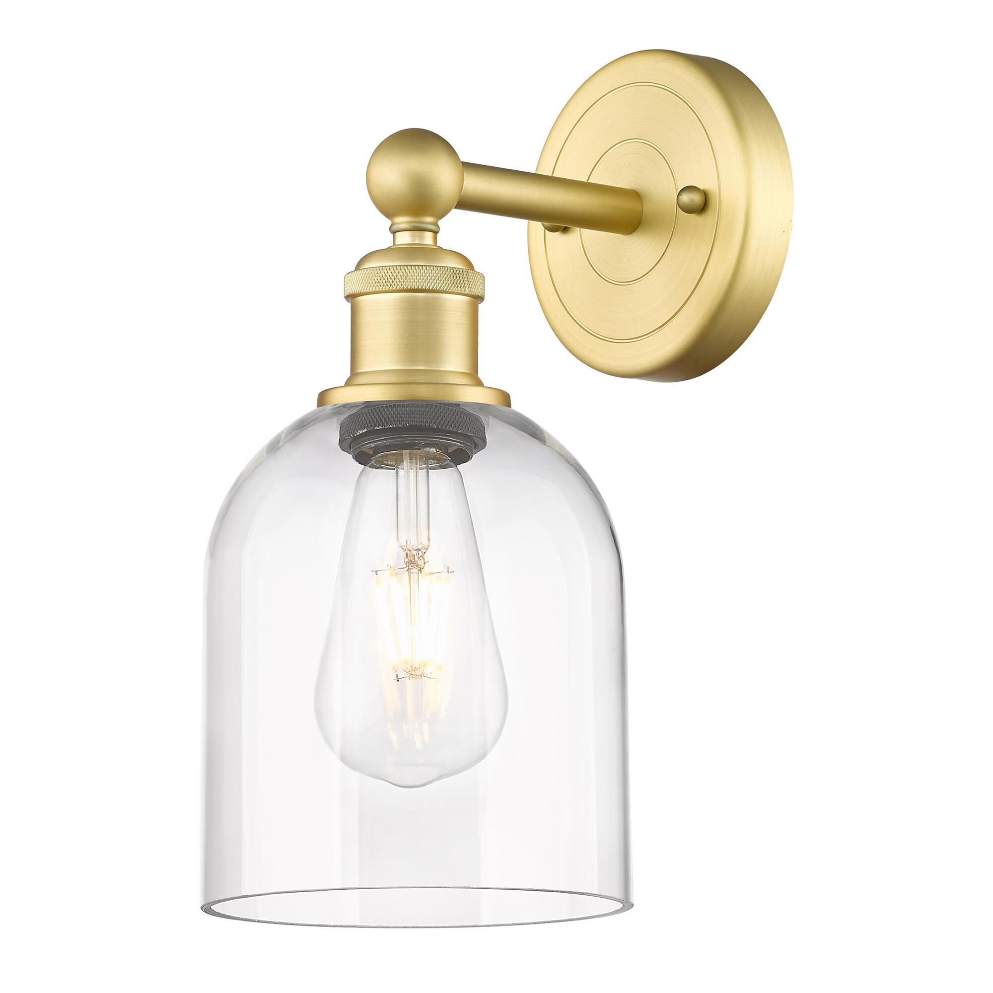 Shown in Satin Gold finish and Clear glass