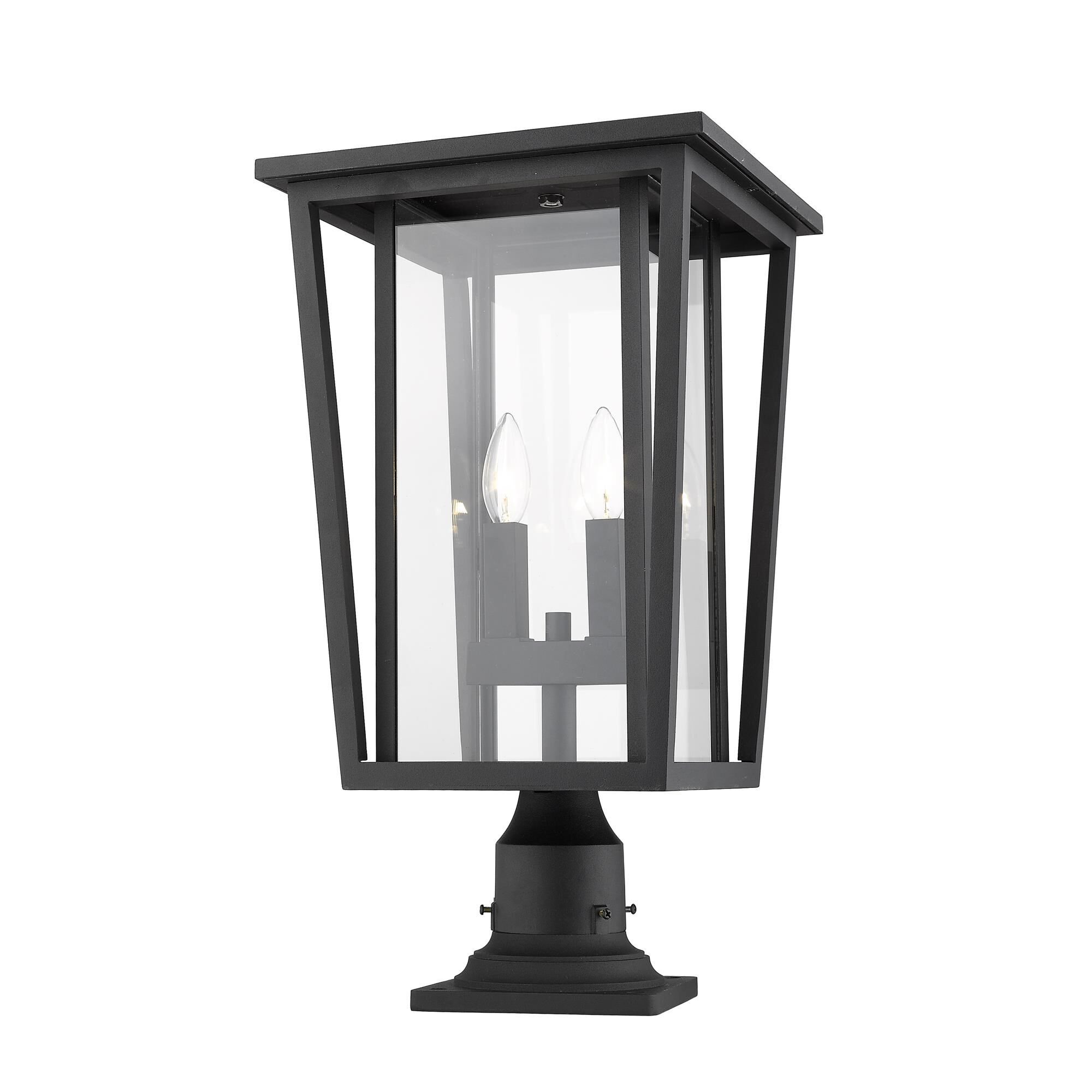 Shown in Black finish and Glass shade