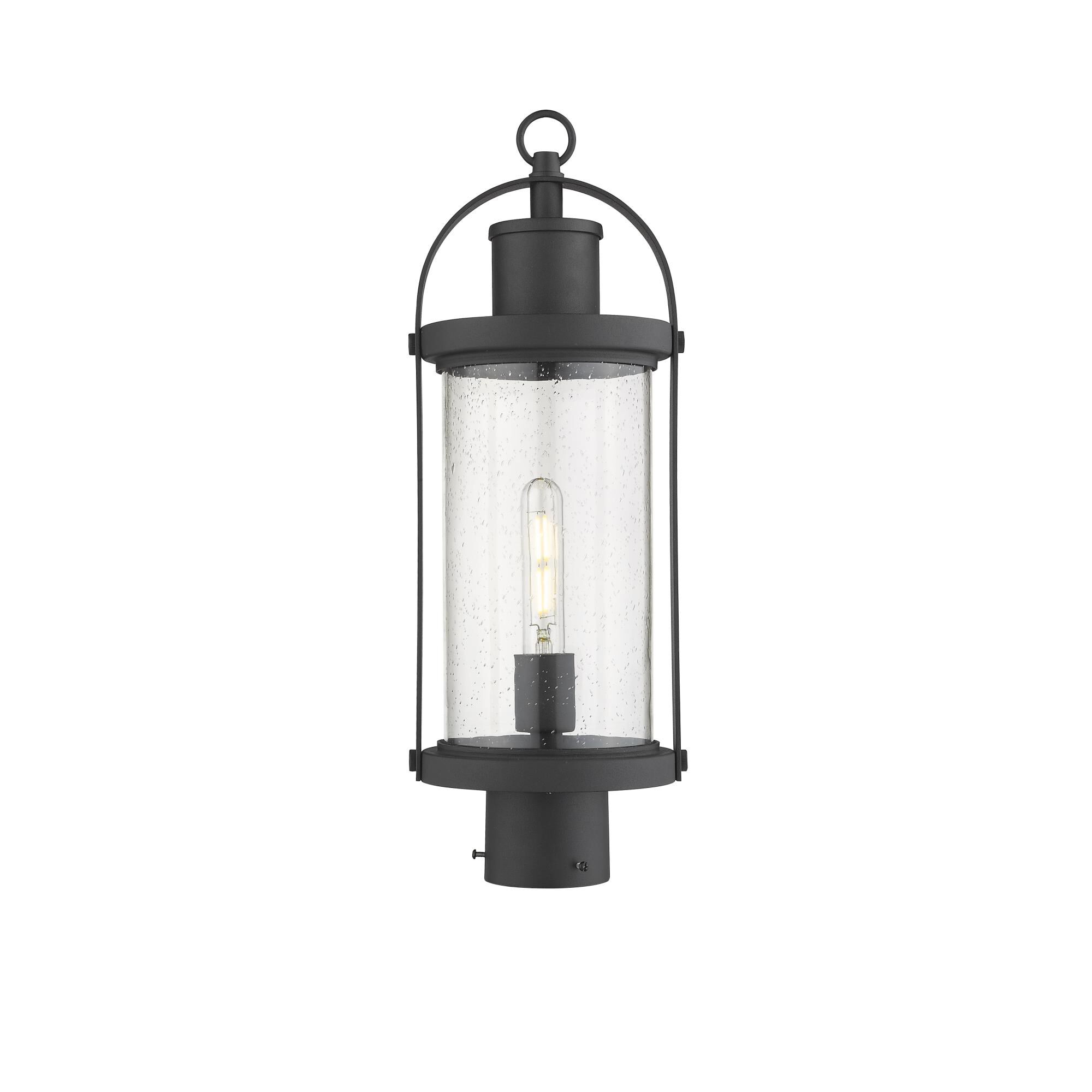 Shown in Black finish and Glass shade