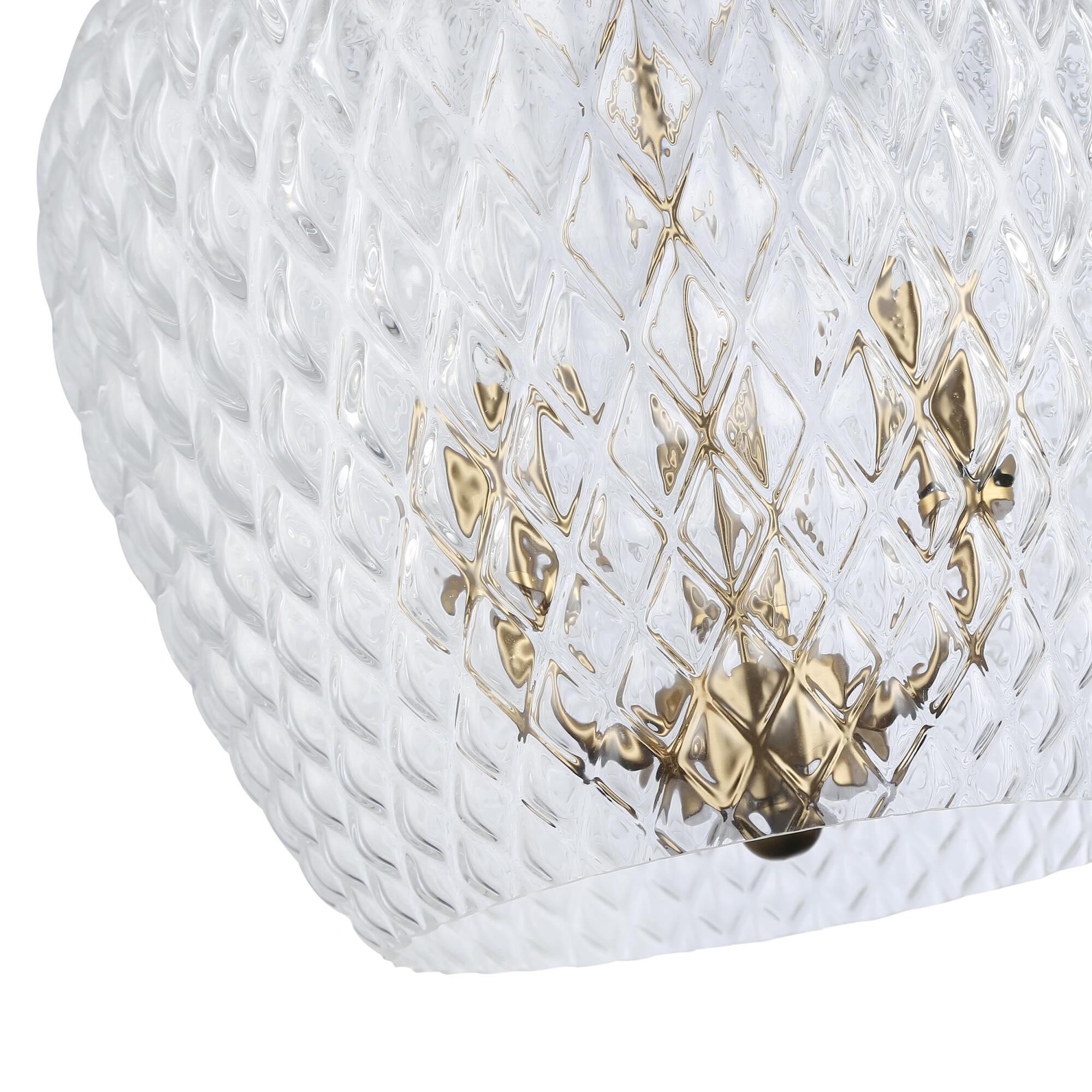 Shown in Modern Brushed Gold finish and Clear glass